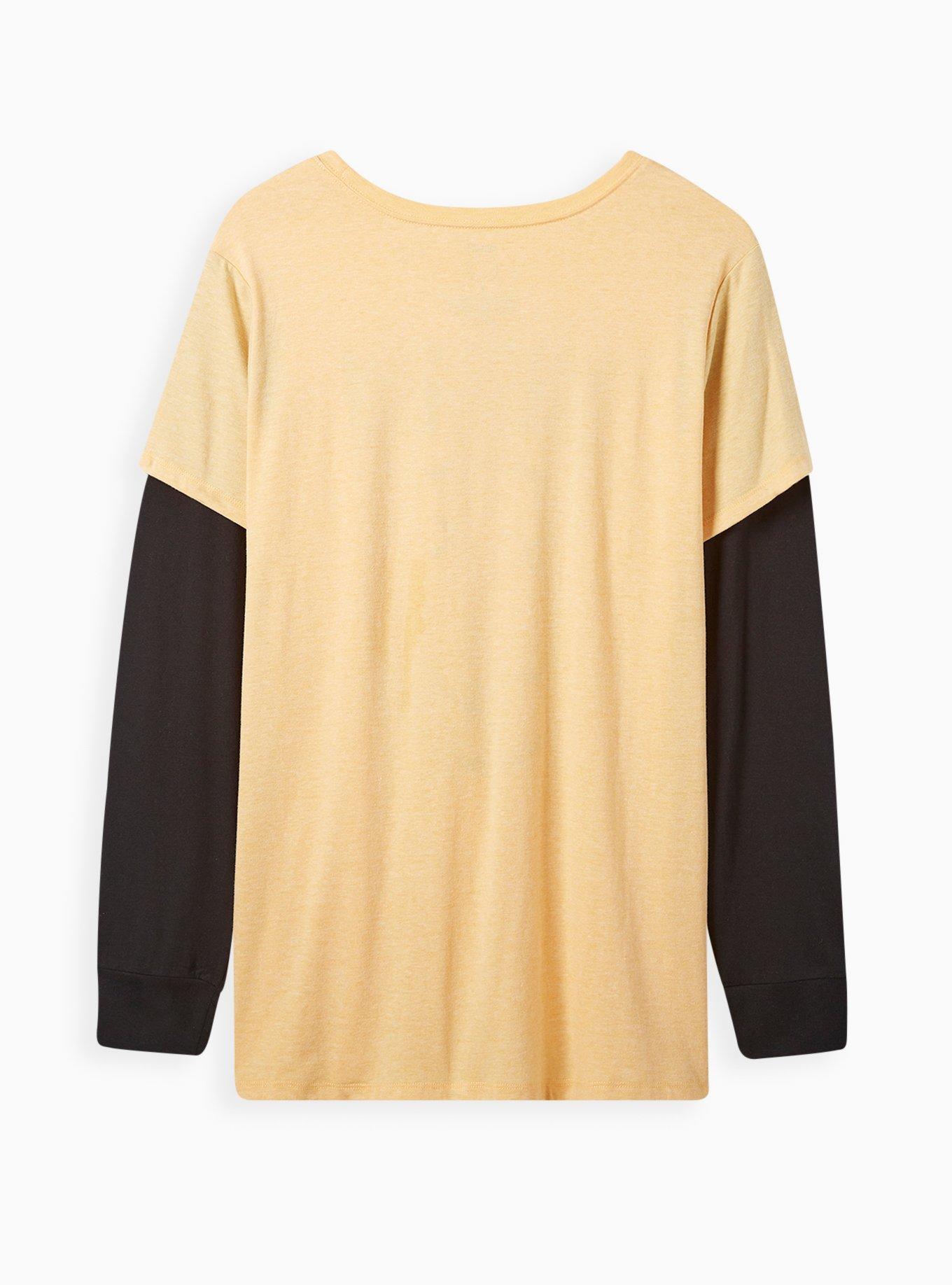 Nirvana Classic Fit Cotton Crew Neck 2Fer Top, HABANERO GOLD, alternate