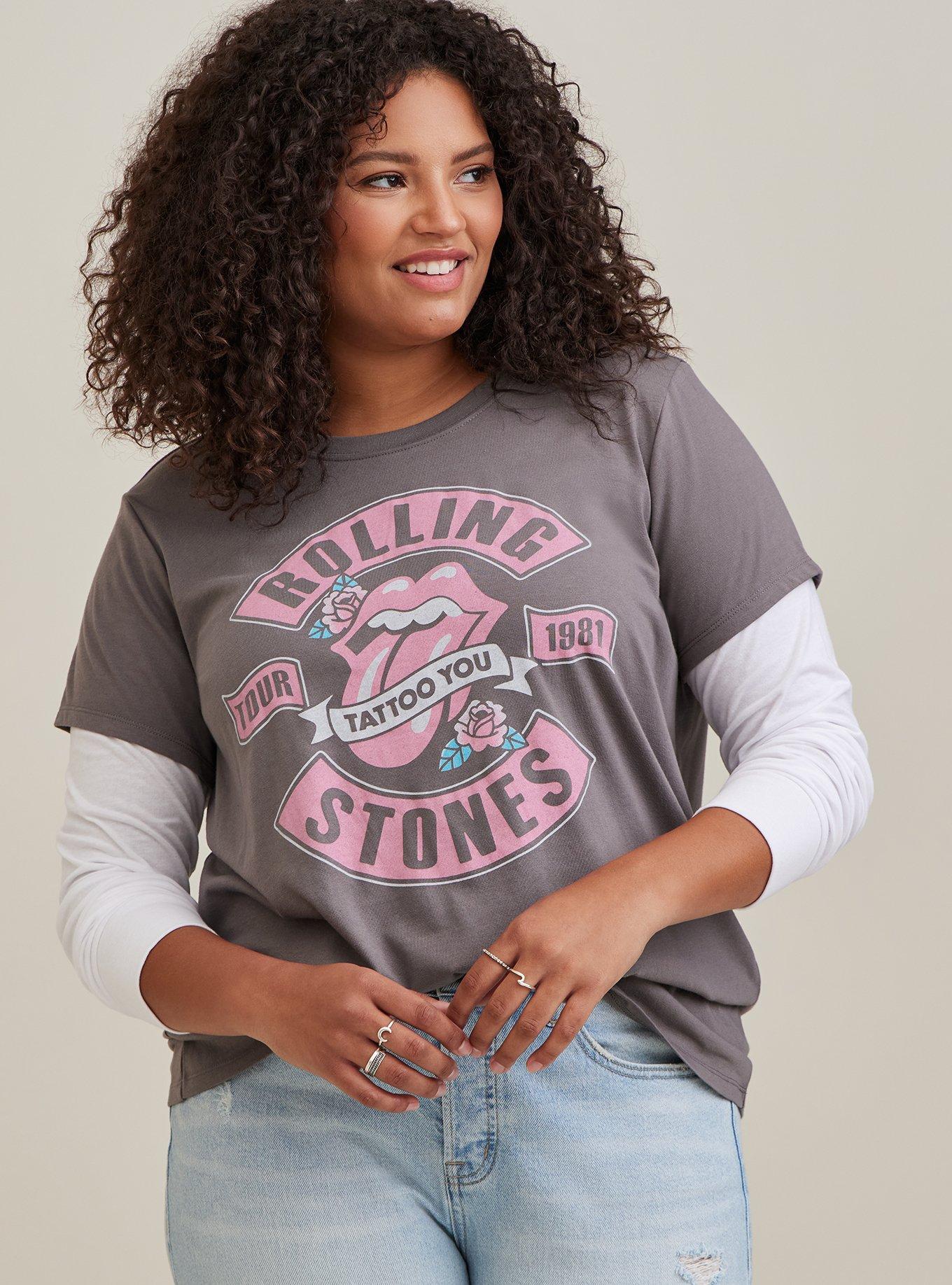 Plus Size - Rolling Stones Classic Fit Long Sleeve 2Fer Tee - Cotton ...