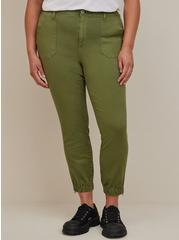 Plus Size Comfort Flex Waistband Classic Fit Jogger Stretch Twill High-Rise Pant, GREEN, alternate