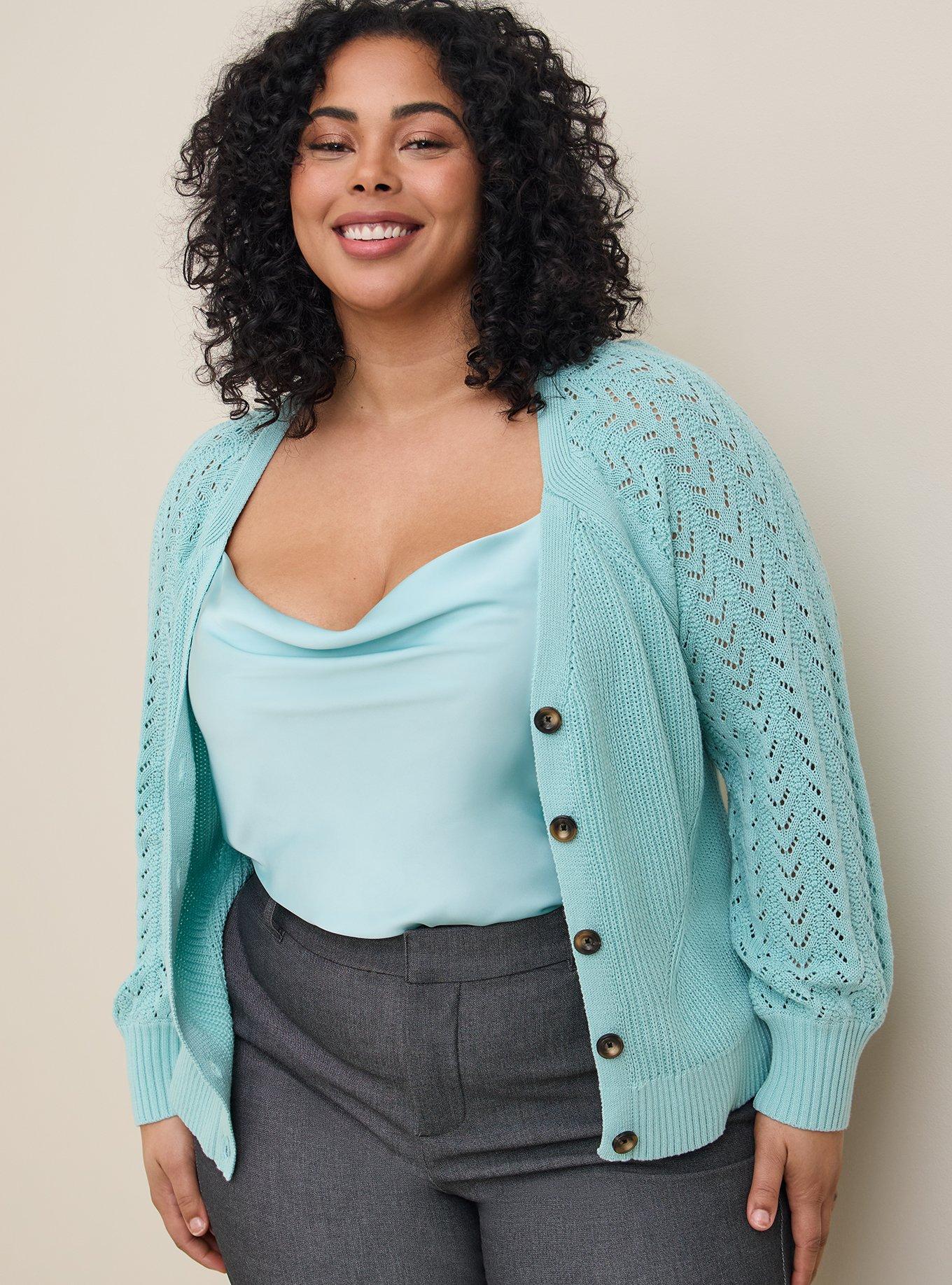 Lucky Brand Pointelle Cardigan, Sweaters, Clothing & Accessories