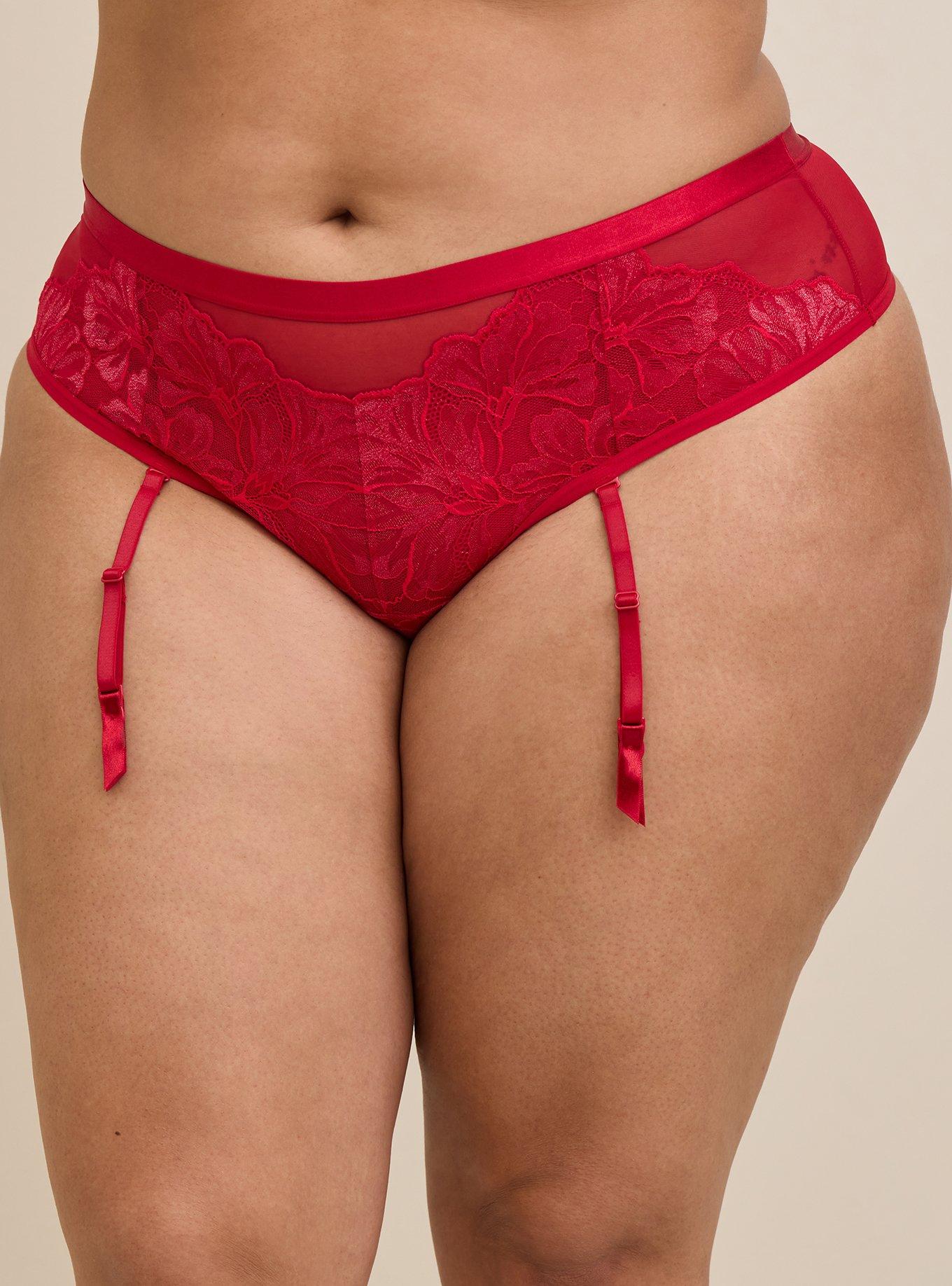Plus Size - Shimmer Lace Mid Rise Thong Panty - Torrid
