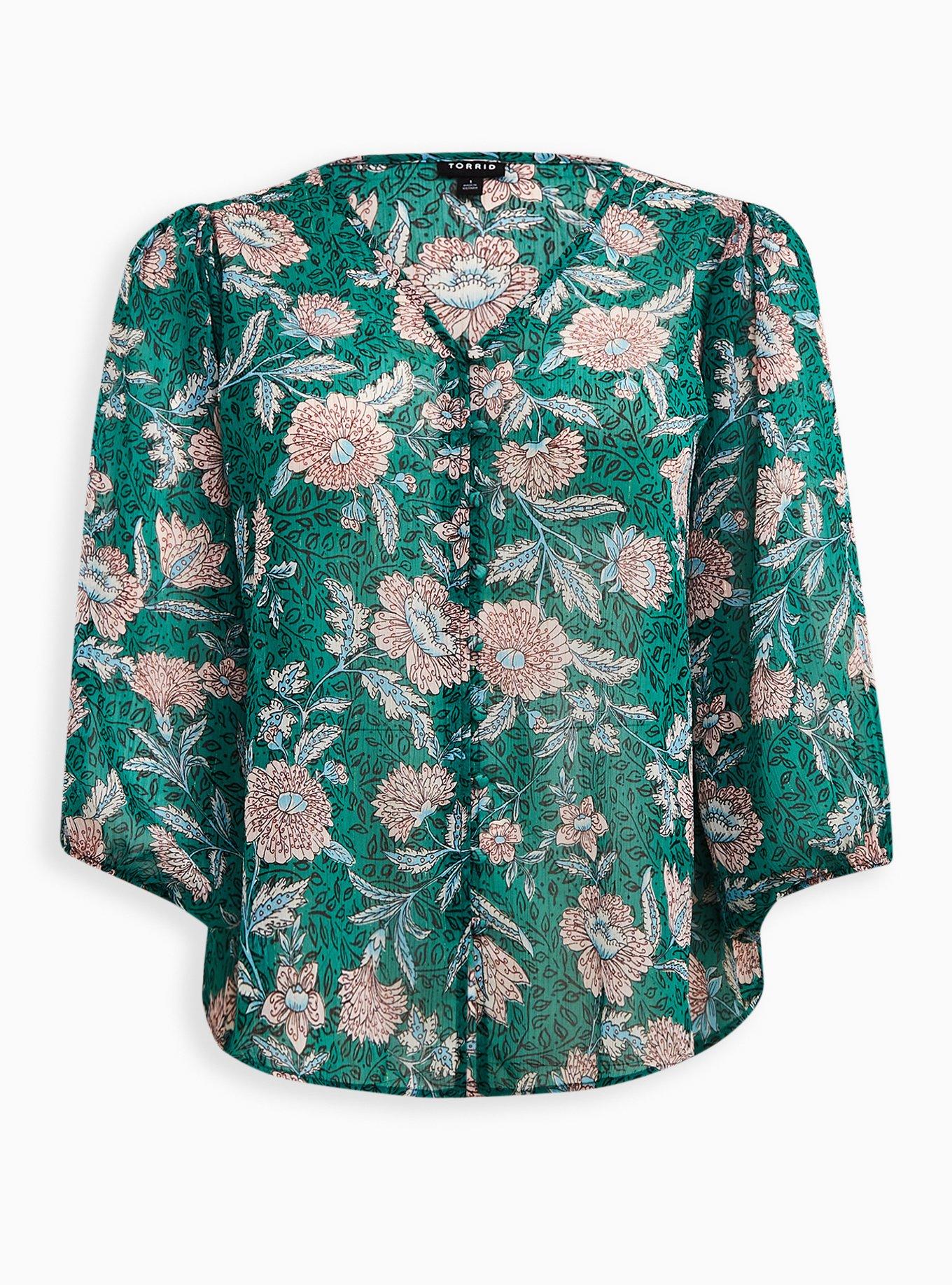 Chiffon Lurex Button-Up Blouse