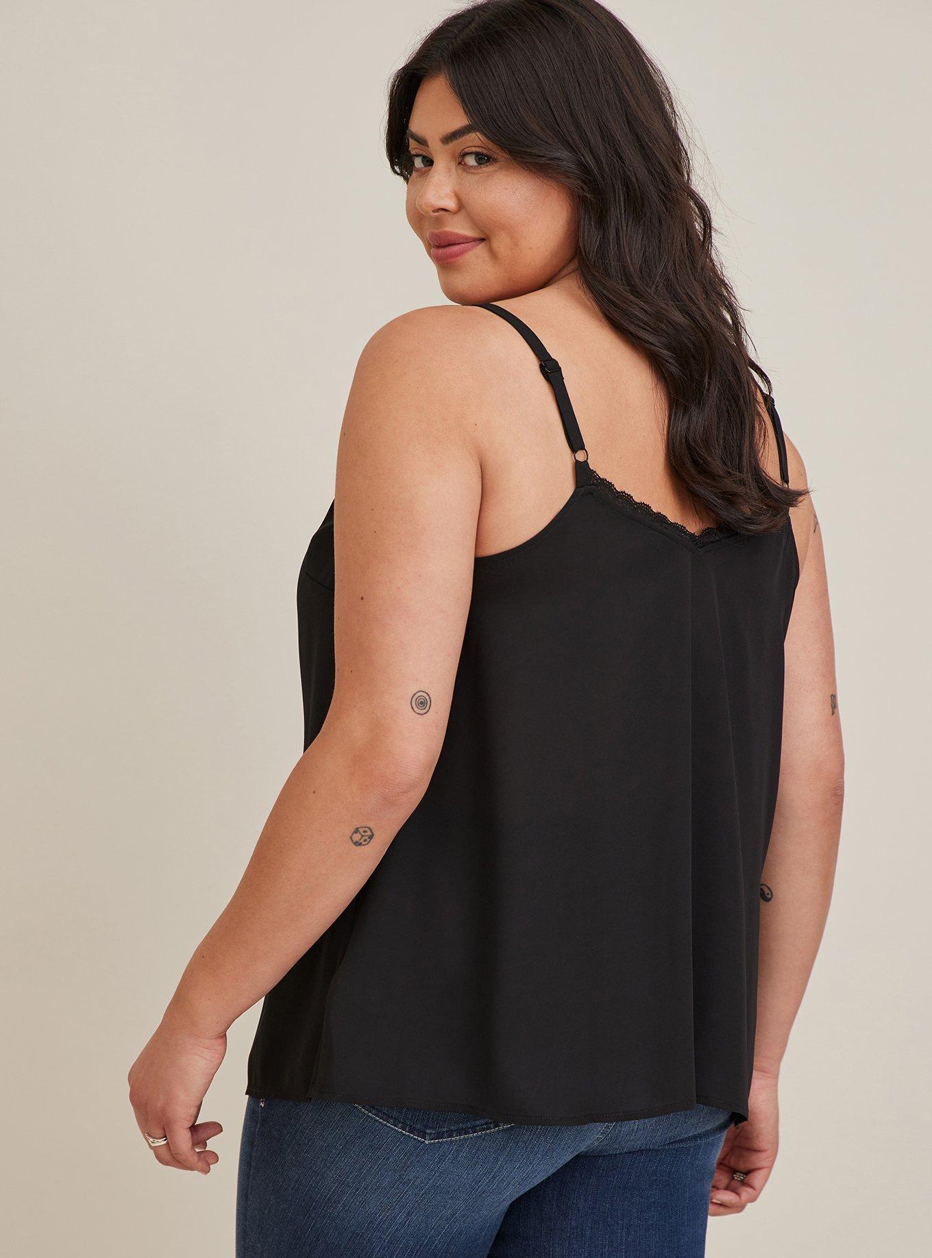 Plus Size - Strappy Lace Cami - Georgette Black - Torrid