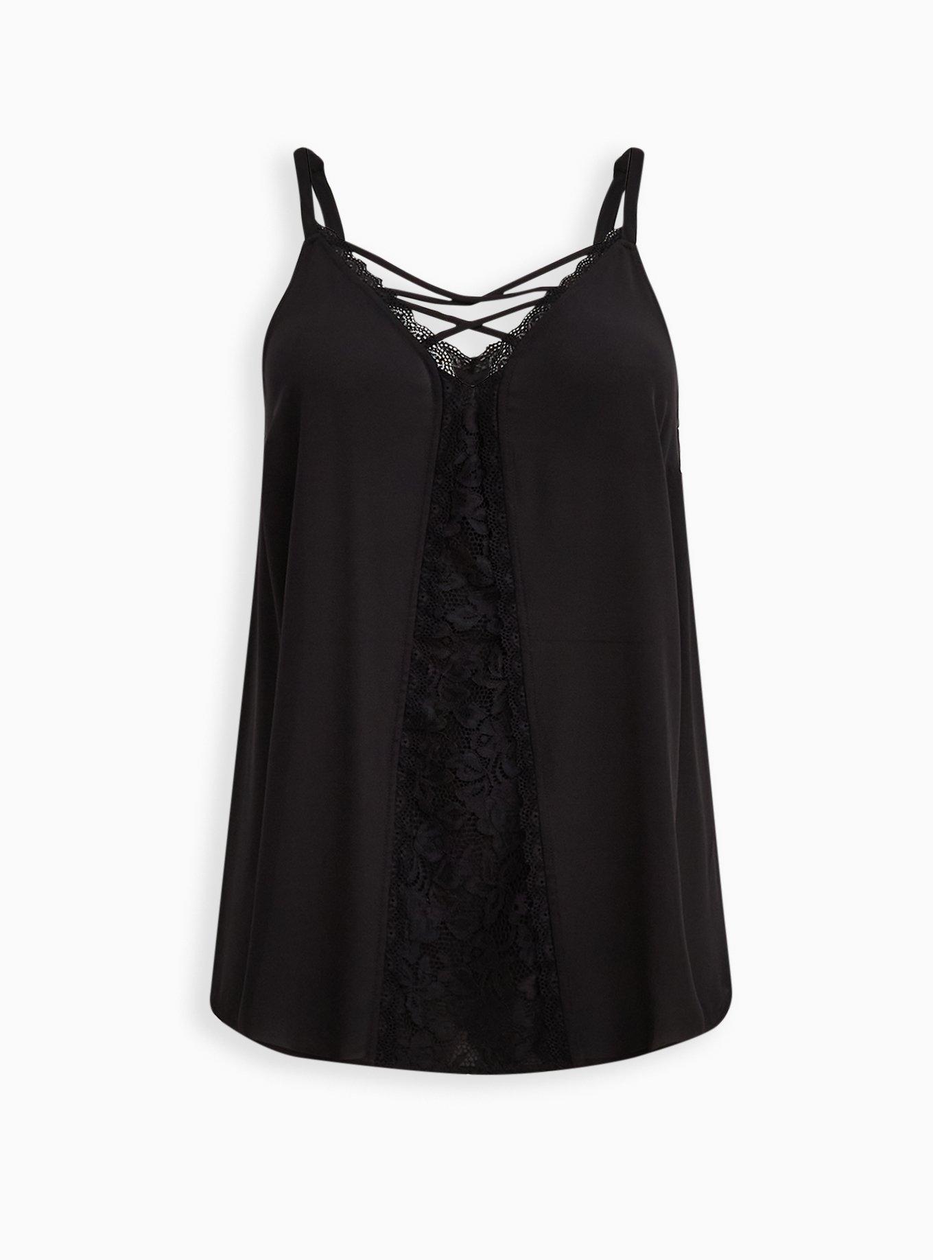 Plus Size - Strappy Lace Cami - Georgette Black - Torrid