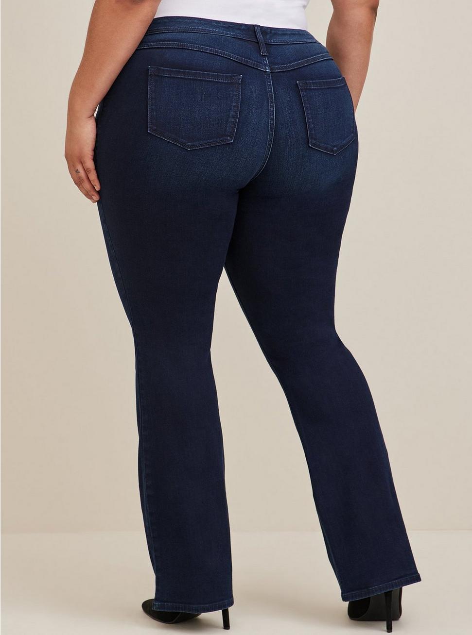 Plus Size Luxe Slim Boot Super Stretch Mid-Rise Jean, DARK BLUE, alternate