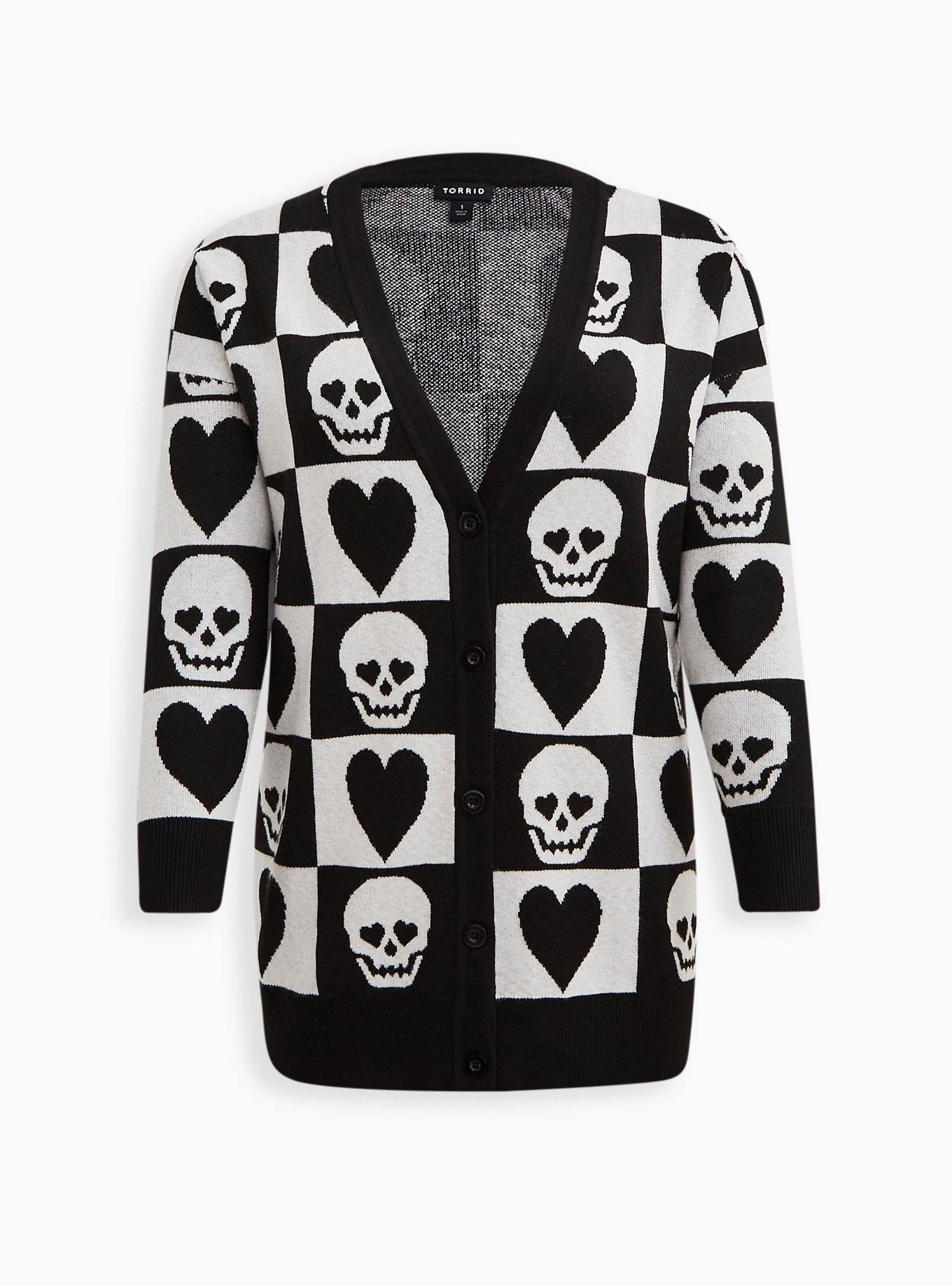 Torrid Betsey Johnson Plus 5 Black Skull-Heart hot Print Faux Leather Collar Blouse