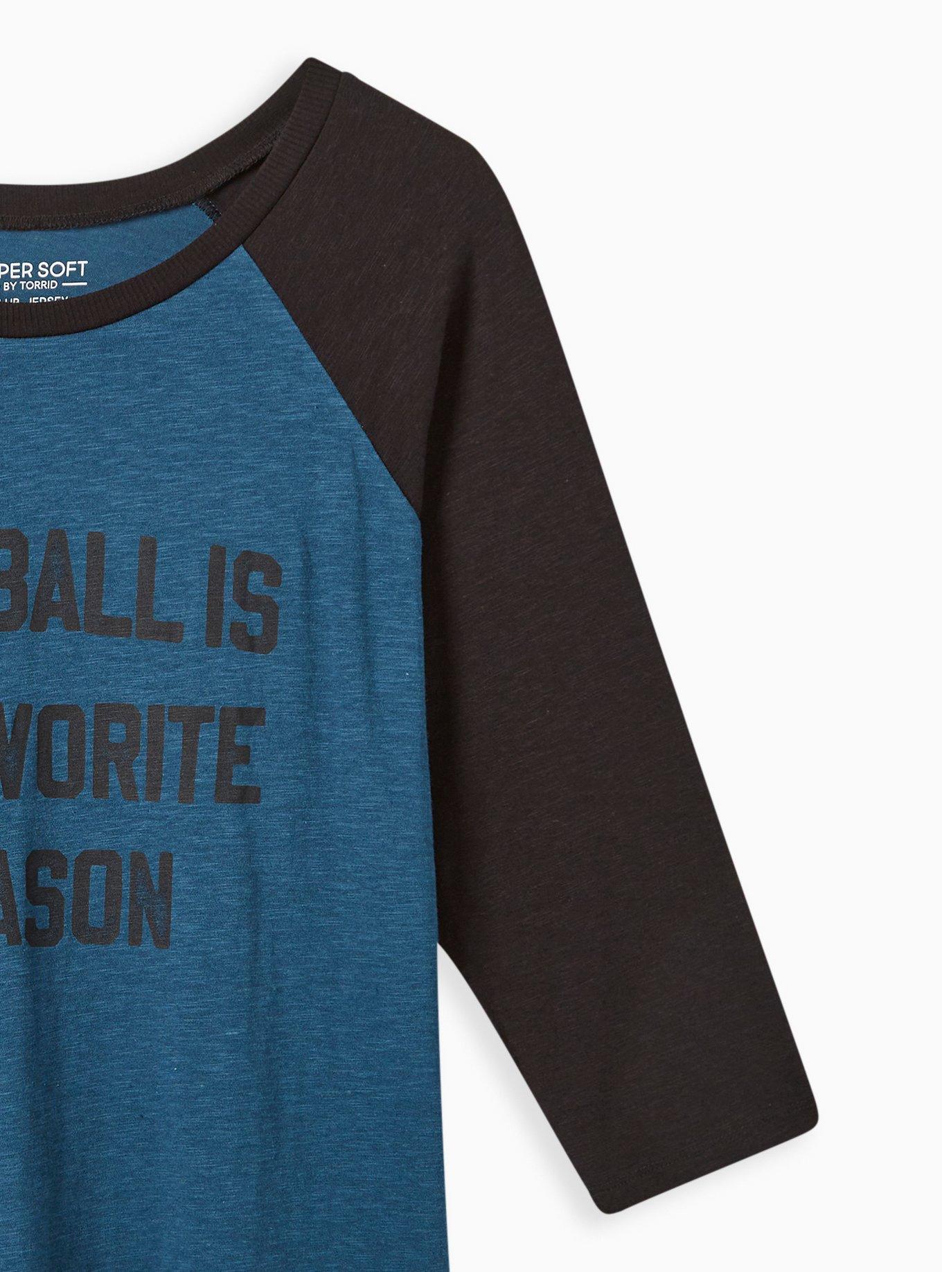 Plus Size Baseball Tee - Super Soft Slub Football Season Blue & Black, LEGION BLUE, alternate