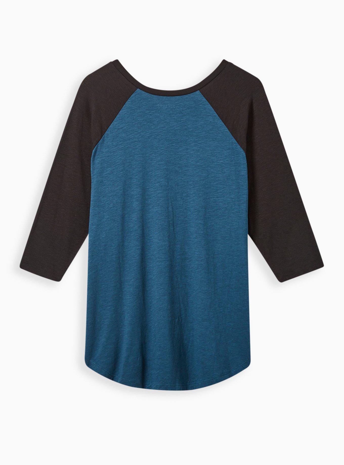 Plus Size Baseball Tee - Super Soft Slub Football Season Blue & Black, LEGION BLUE, alternate