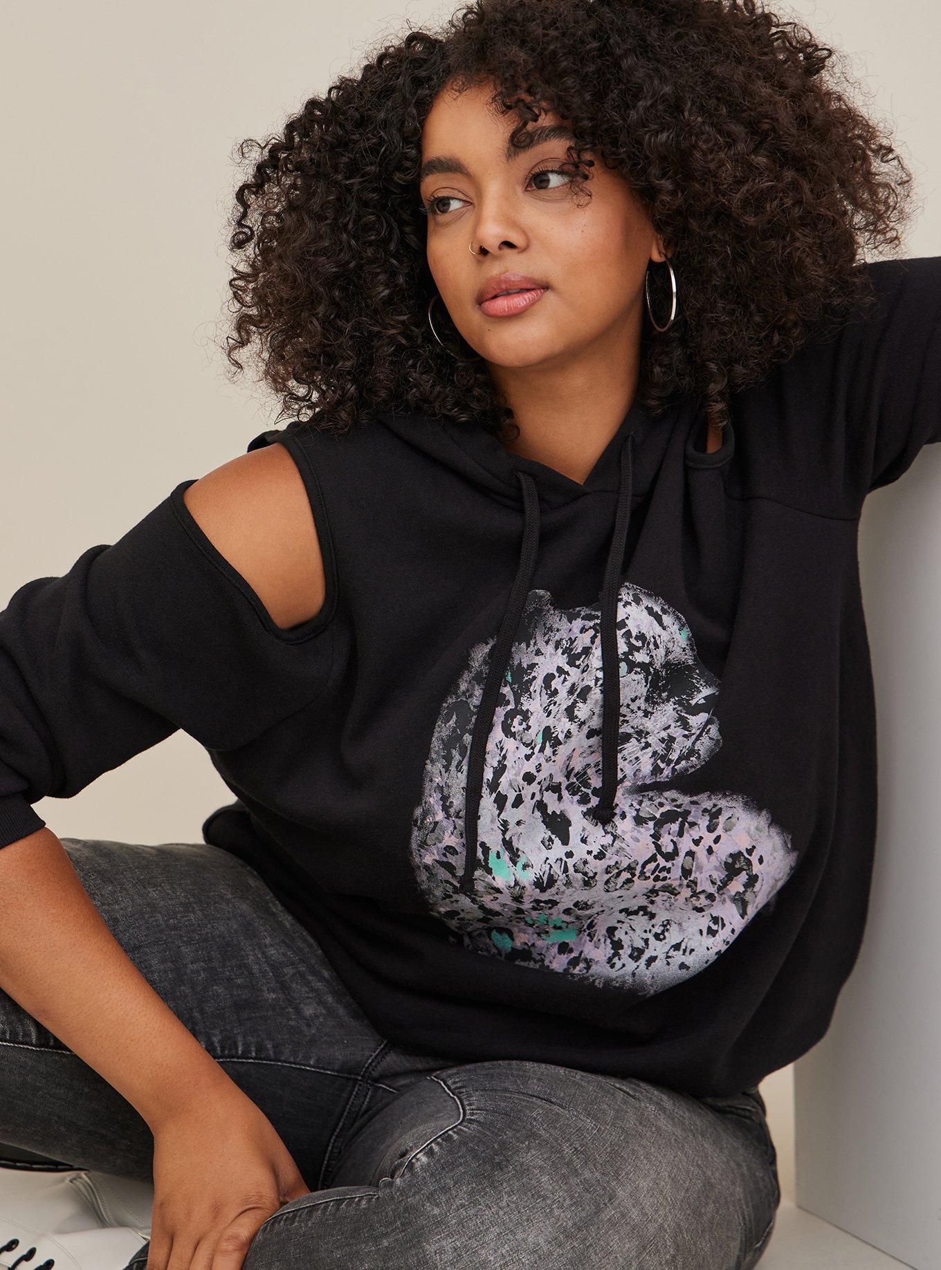 Cold shoulder hooded outlet sweatshirt