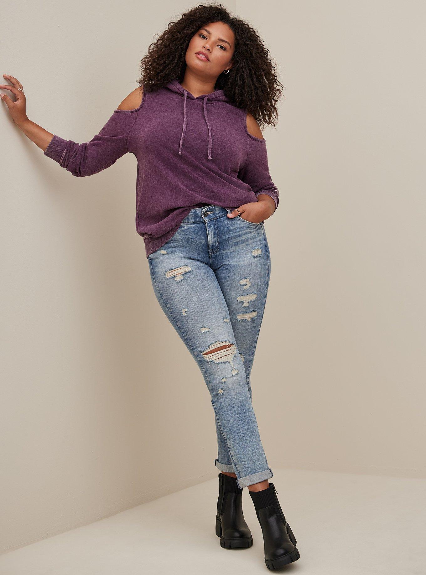 Cold shoulder hoodie plus size sale