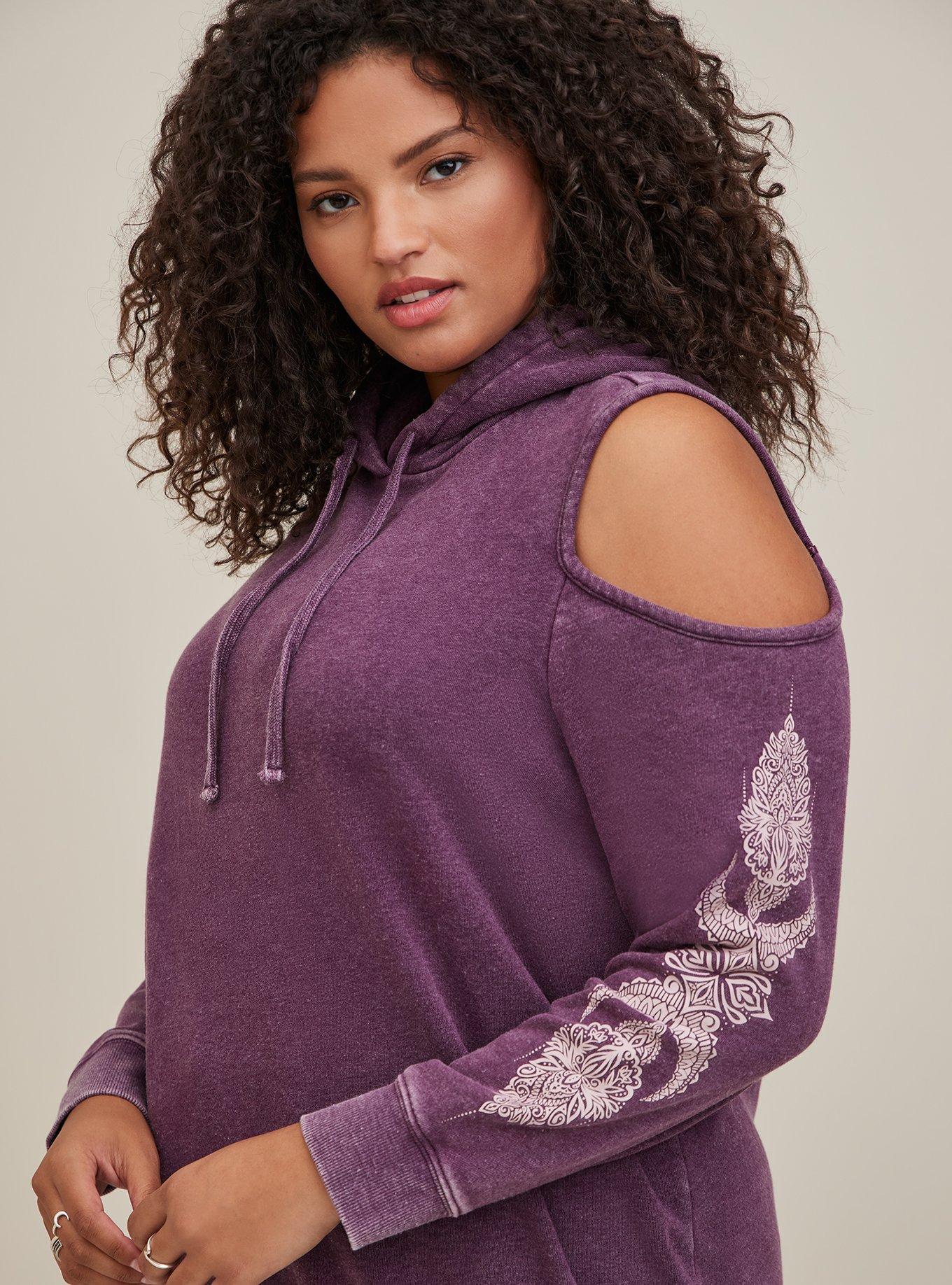 Cold shoulder hoodie sales plus size