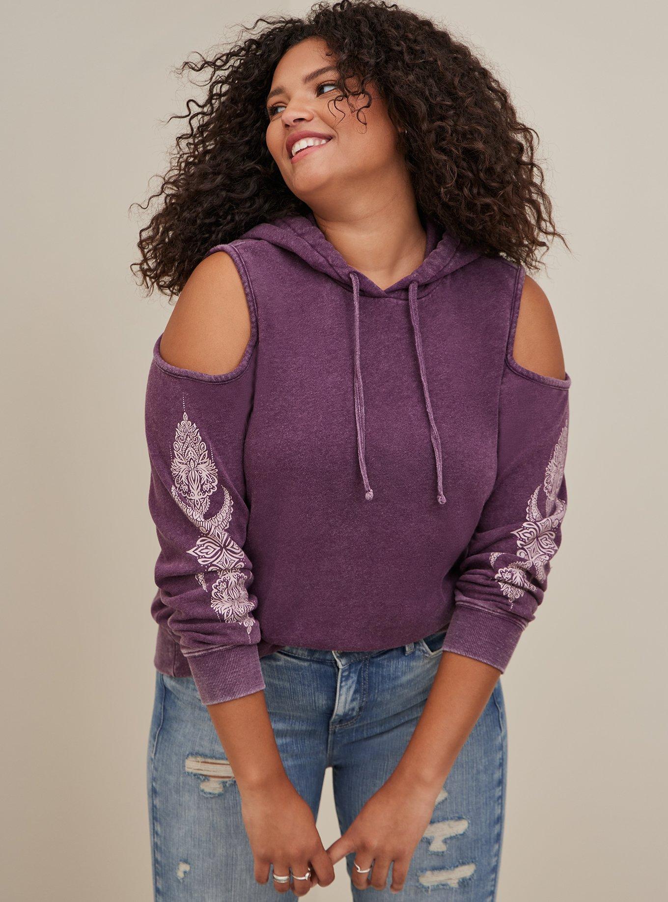 Cold shoulder 2025 hoodie plus size