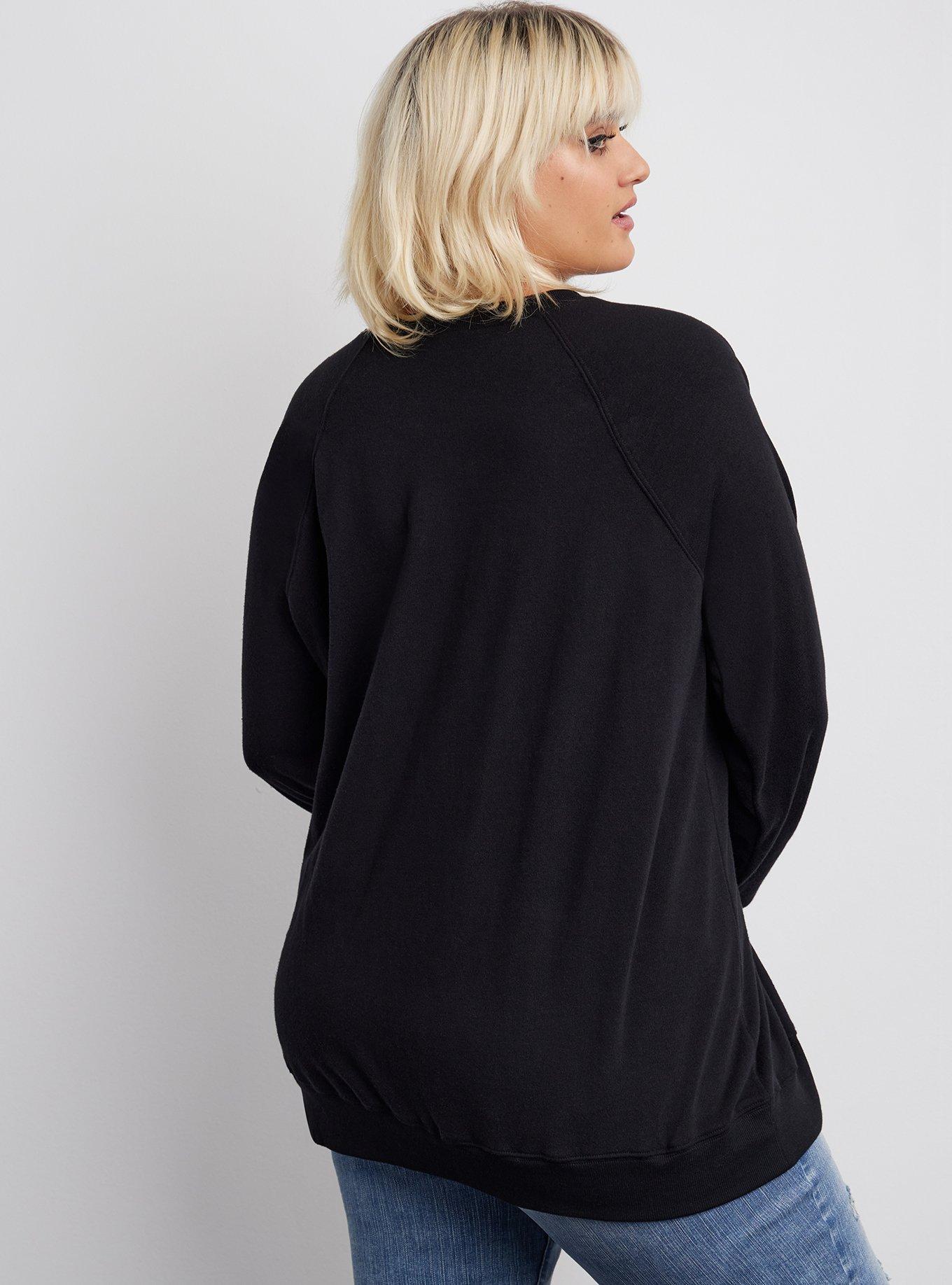 Plus Size Tattoo Bones Cozy Fleece Glow In The Dark Sweatshirt, DEEP BLACK, alternate