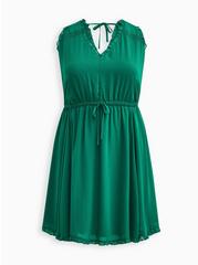 Plus Size Mini Chiffon Ruffle Dress, GREEN, hi-res