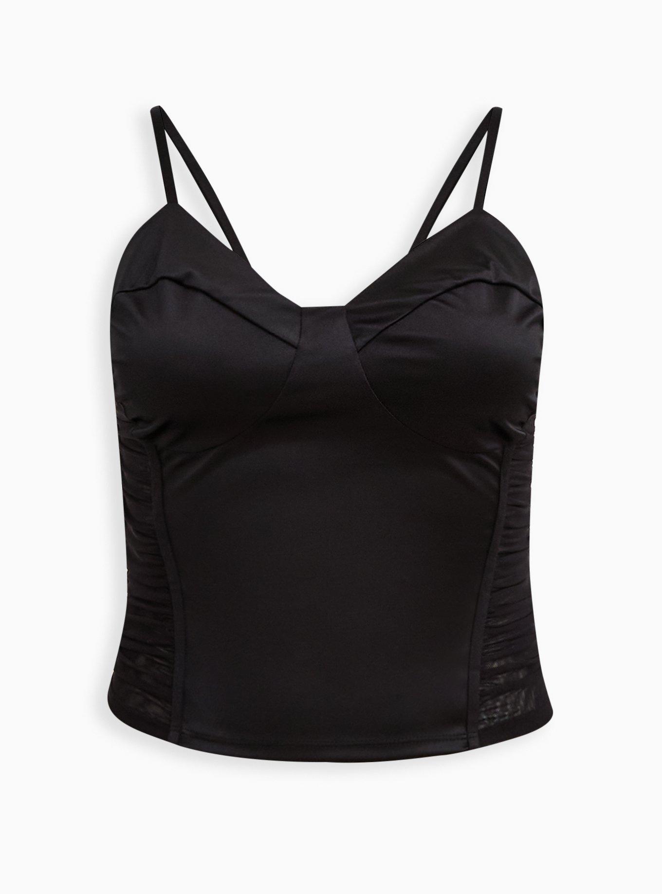 Corset Cami - Stretch Satin Black, DEEP BLACK, hi-res