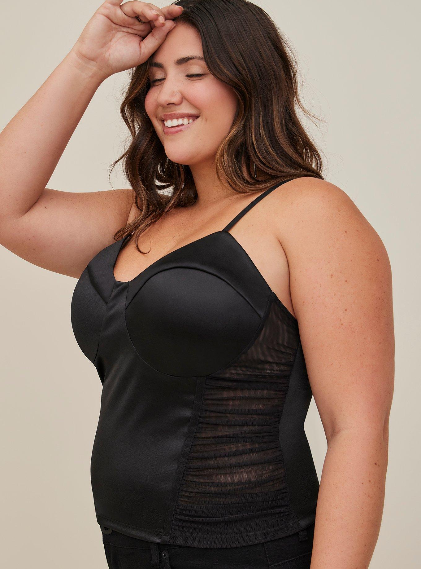 Corset Cami - Stretch Satin Black, DEEP BLACK, hi-res