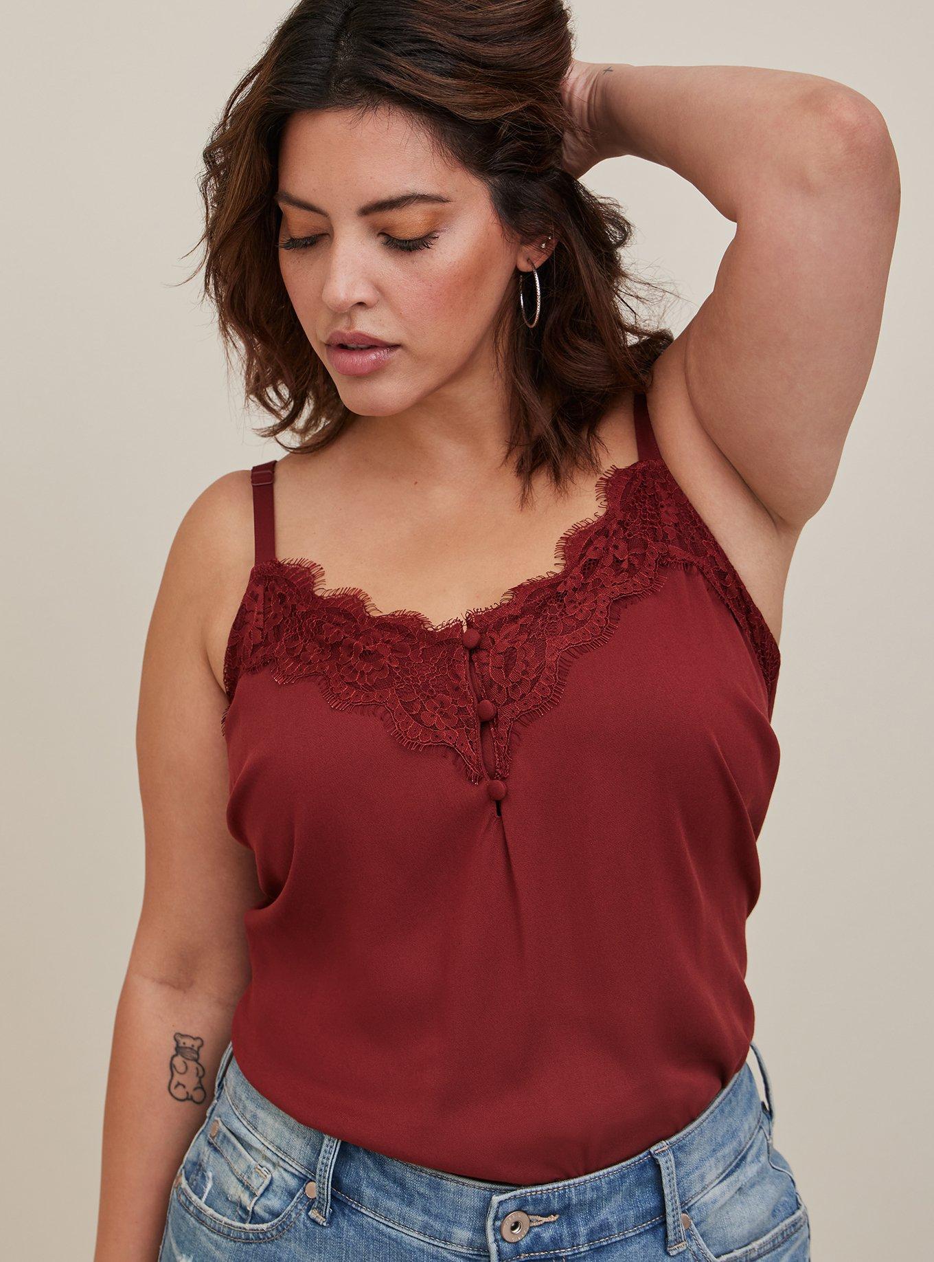 TORRID Ava Stretch Challis Lace Trim Cami