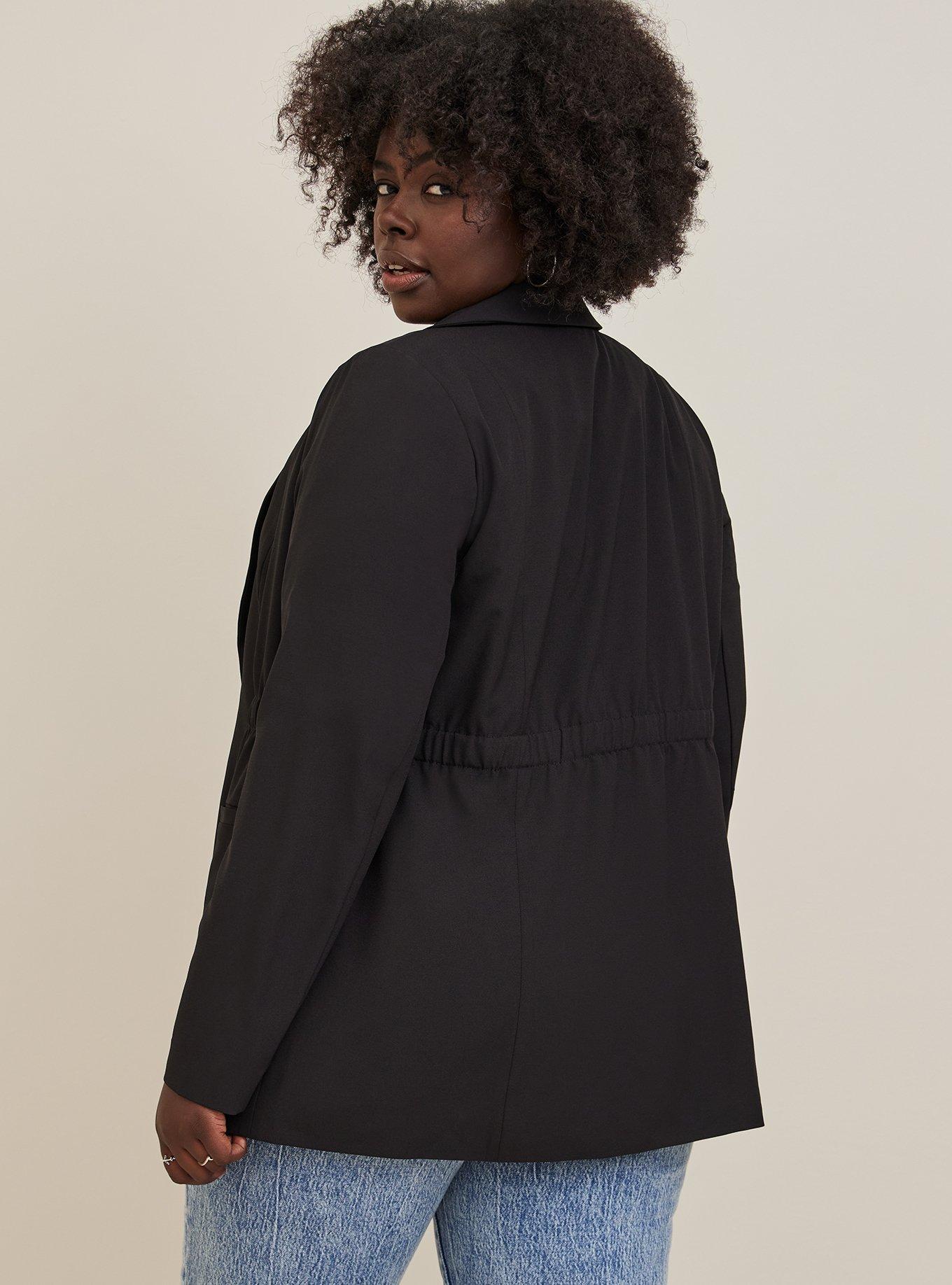 Waisted crepe blazer - BLACK 