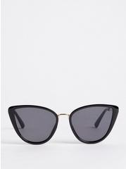 Cat Eye Smoke Lens Sunglasses - Black, , hi-res