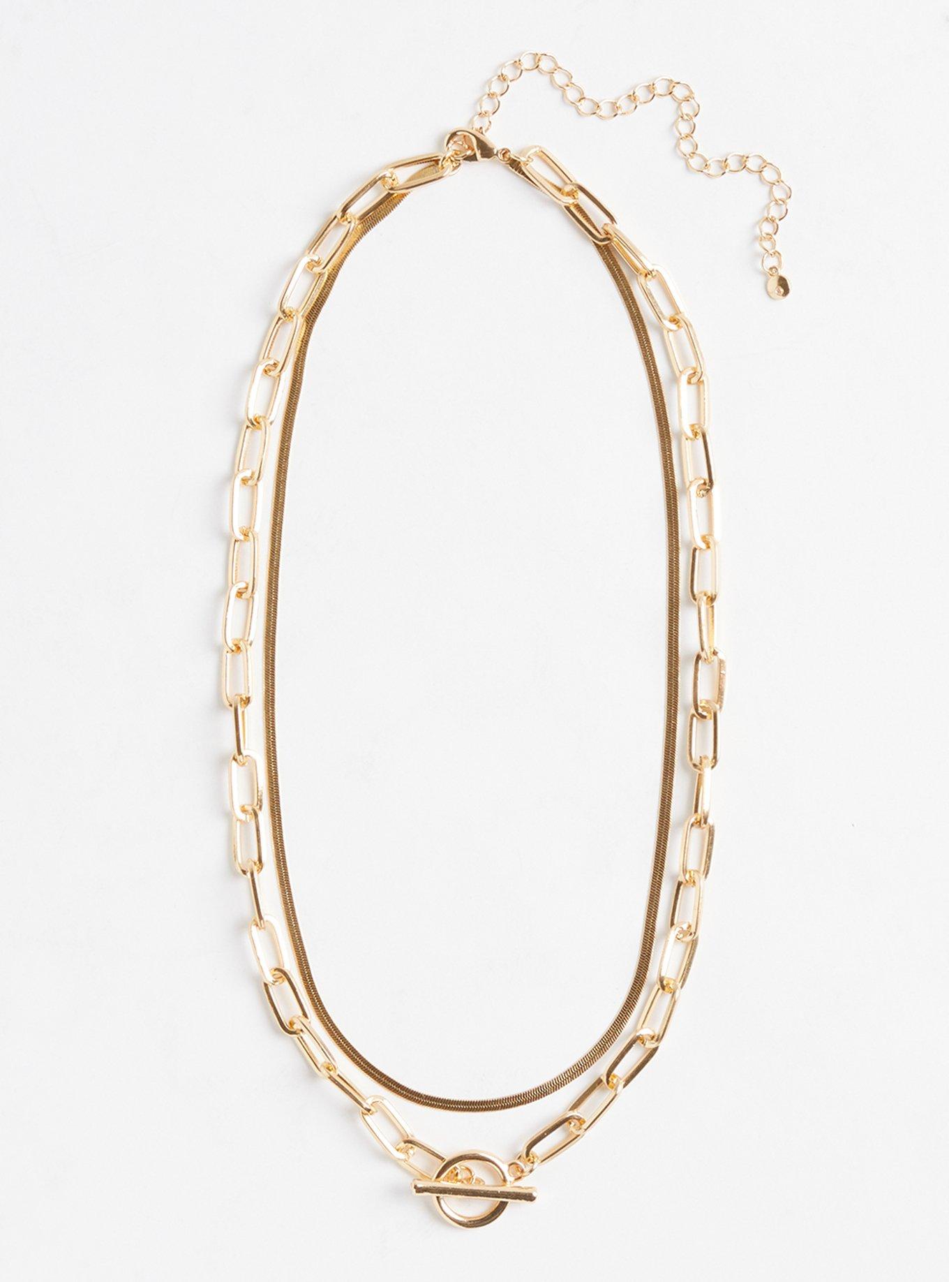 Plus Size - Toggle Chain Layered Necklace - Gold Tone - Torrid