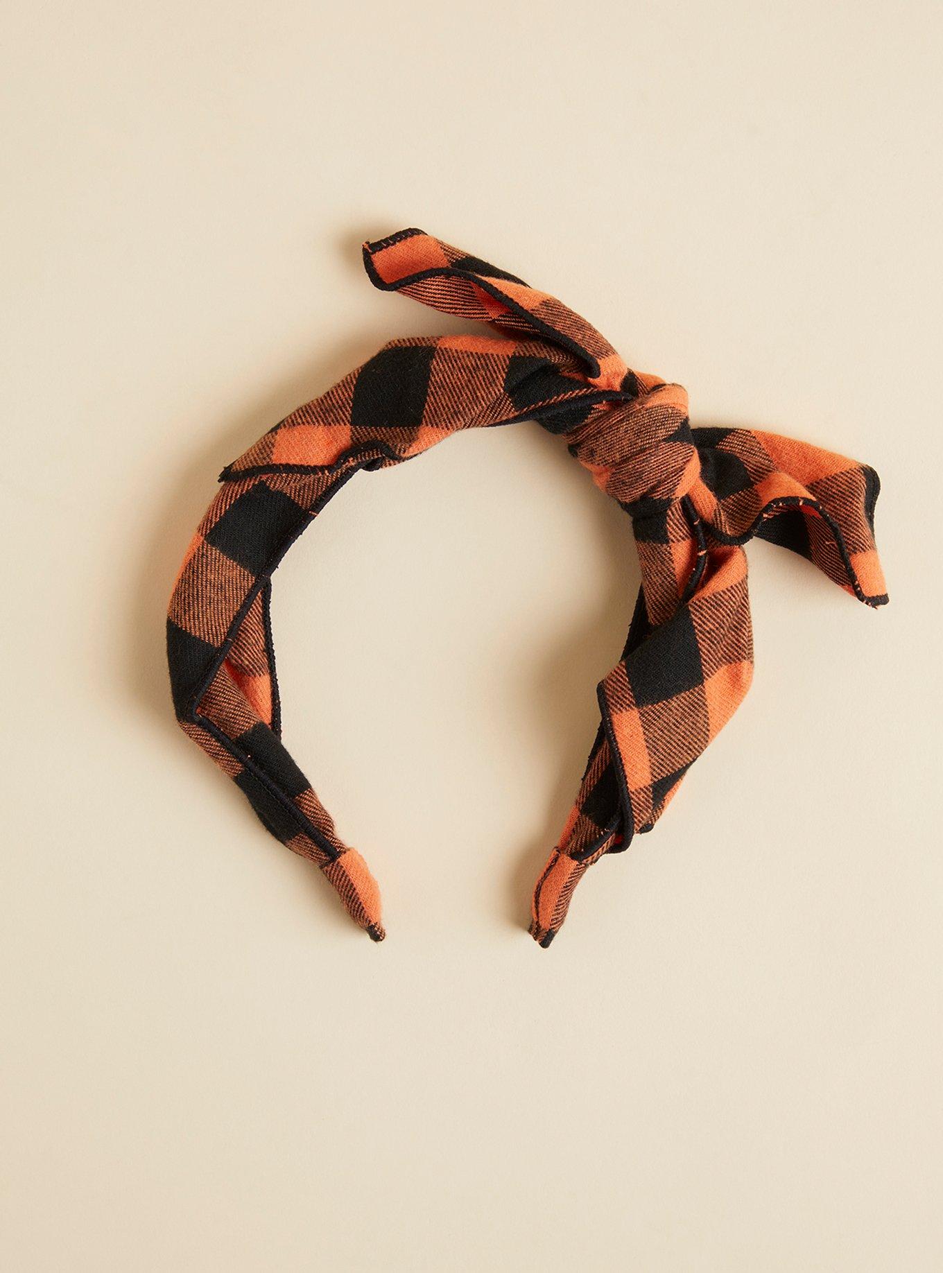 Checkered Bow Headband , , hi-res