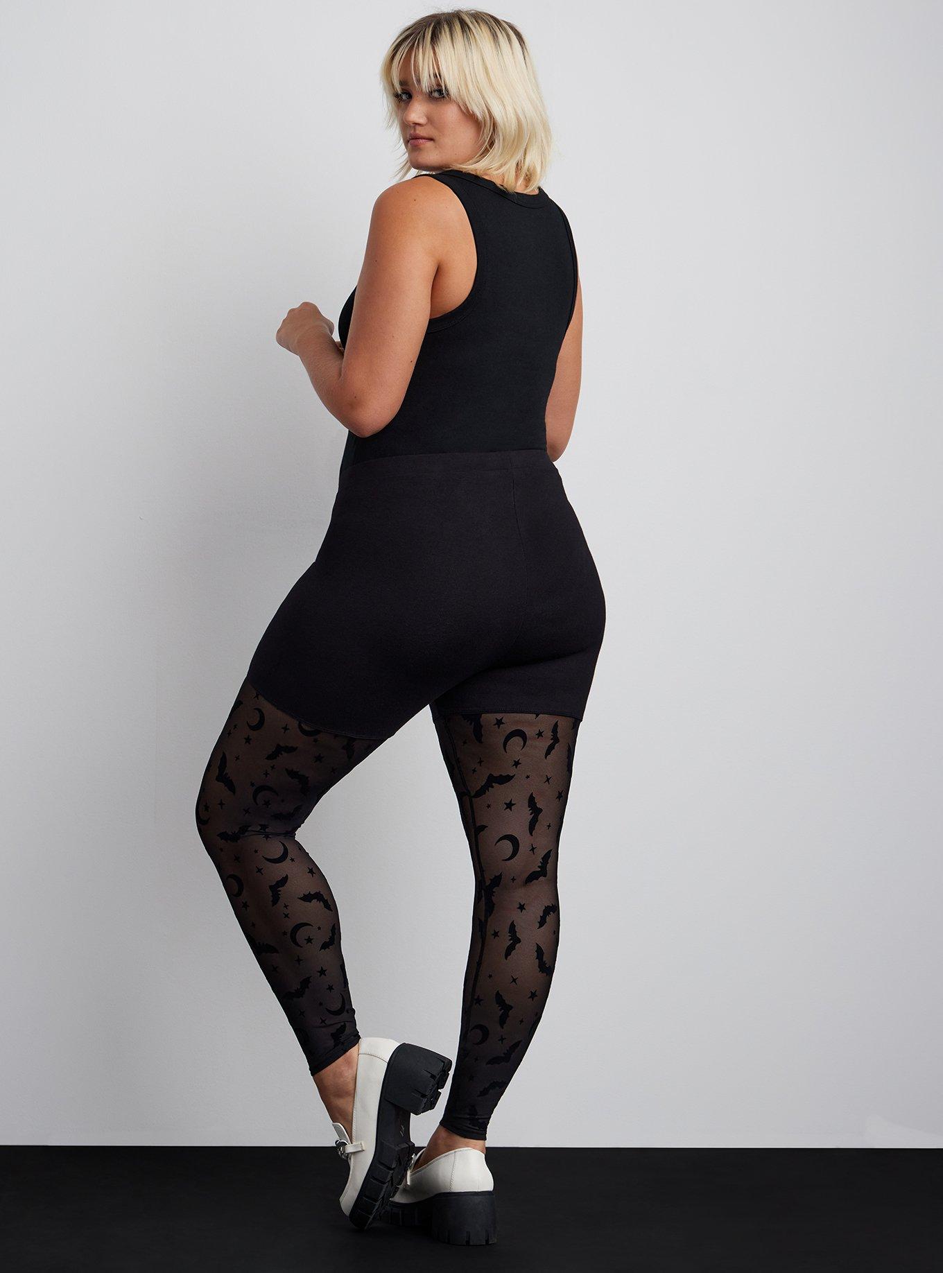 Plus Size - Full Length Comfort Waist Flocked Legging - Torrid