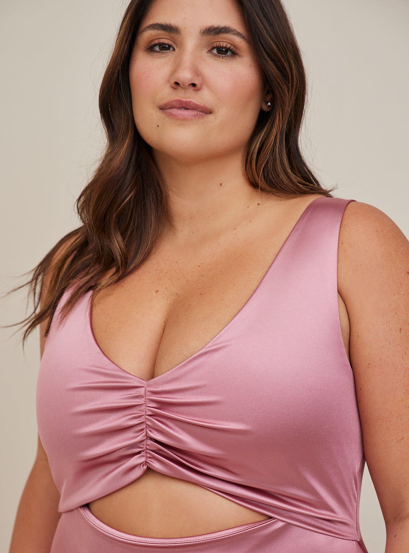 Plus Size - Bodycon Cutout Mini Dress - Stretch Satin Mauve - Torrid