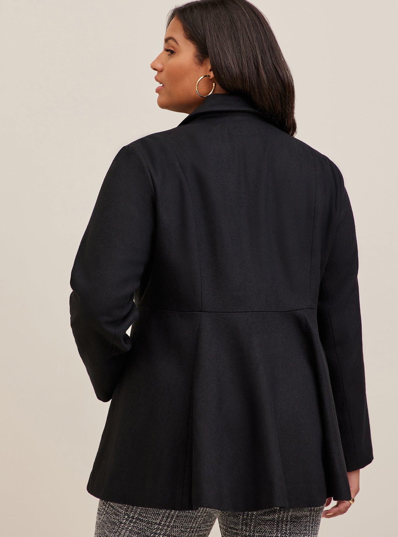 Plus Size Wool Peplum Button Front Coat Torrid