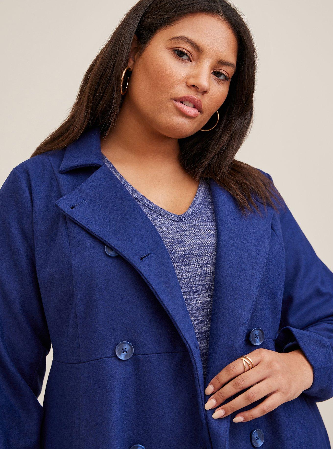 Plus Size Wool Peplum Button Front Coat Torrid