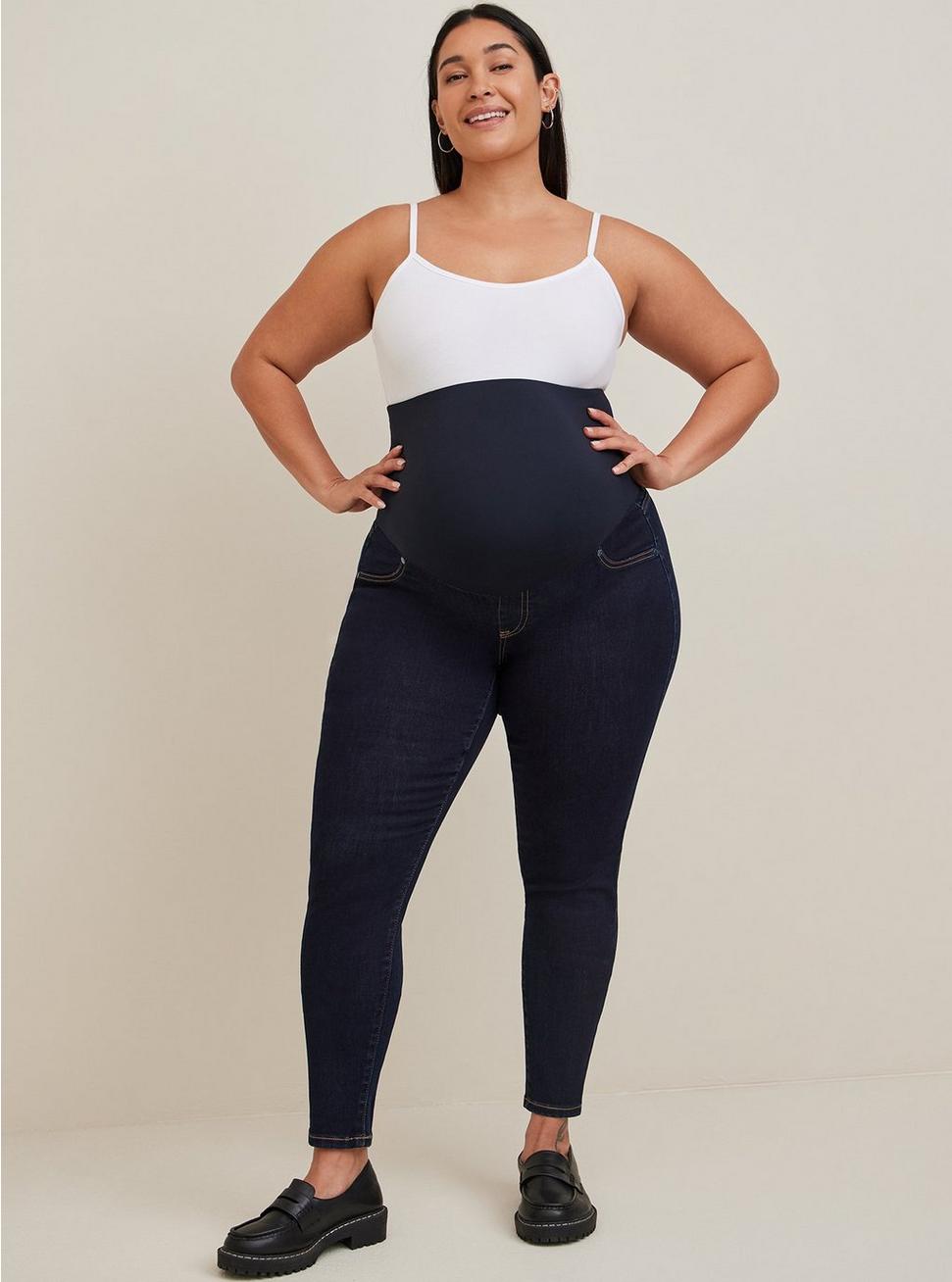 Plus Size Maternity Jegging Skinny Super Soft High-Rise Jean, DARK RINSE, alternate