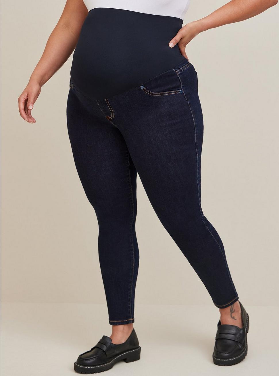 Plus Size Maternity Jegging Skinny Super Soft High-Rise Jean, DARK RINSE, hi-res