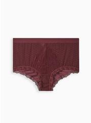 Dot and Lace Brief Panty with Keyhole Back, WINETASTING, hi-res