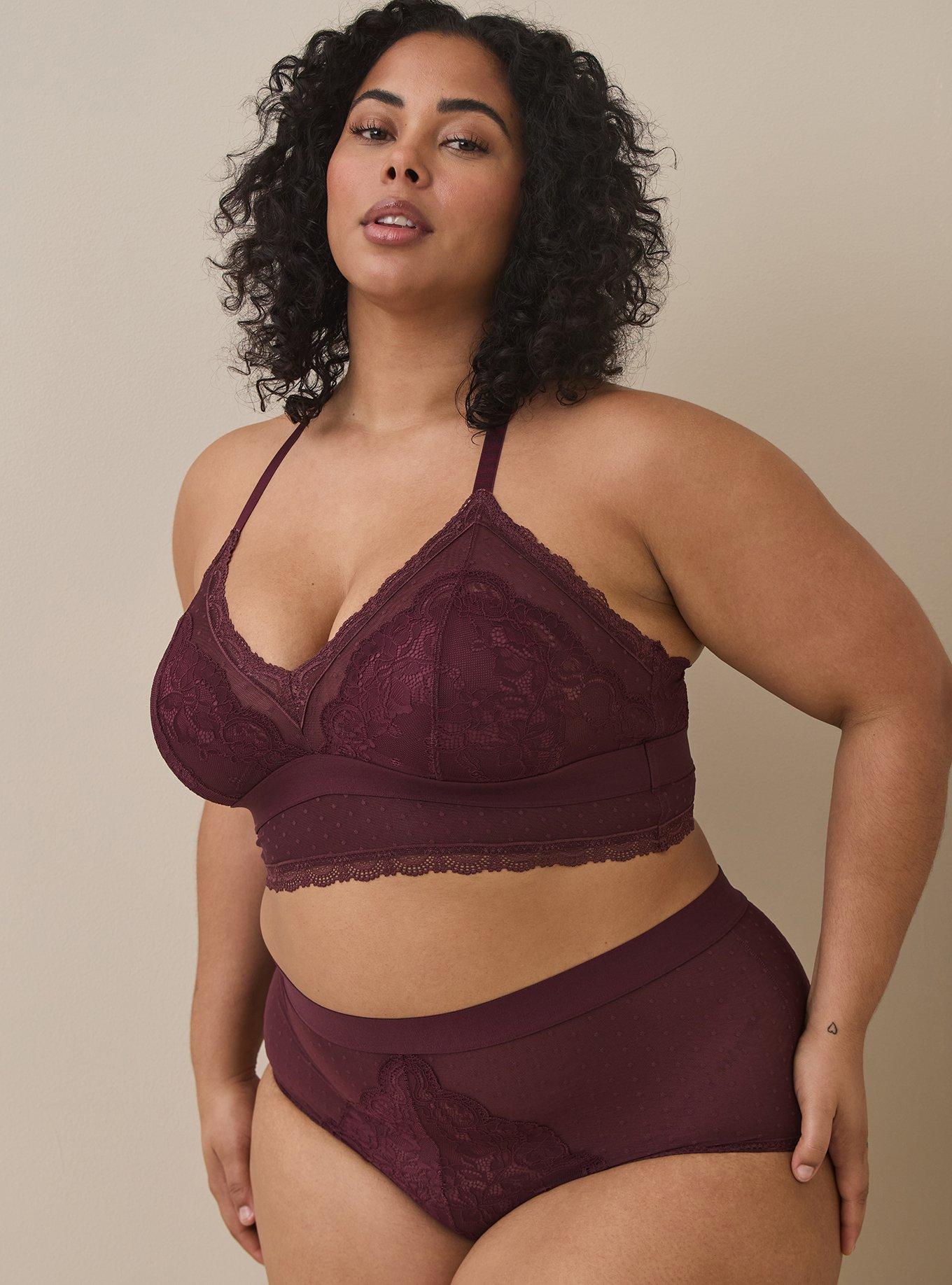 Plus Size - Dot and Lace Brief Panty with Keyhole Back - Torrid