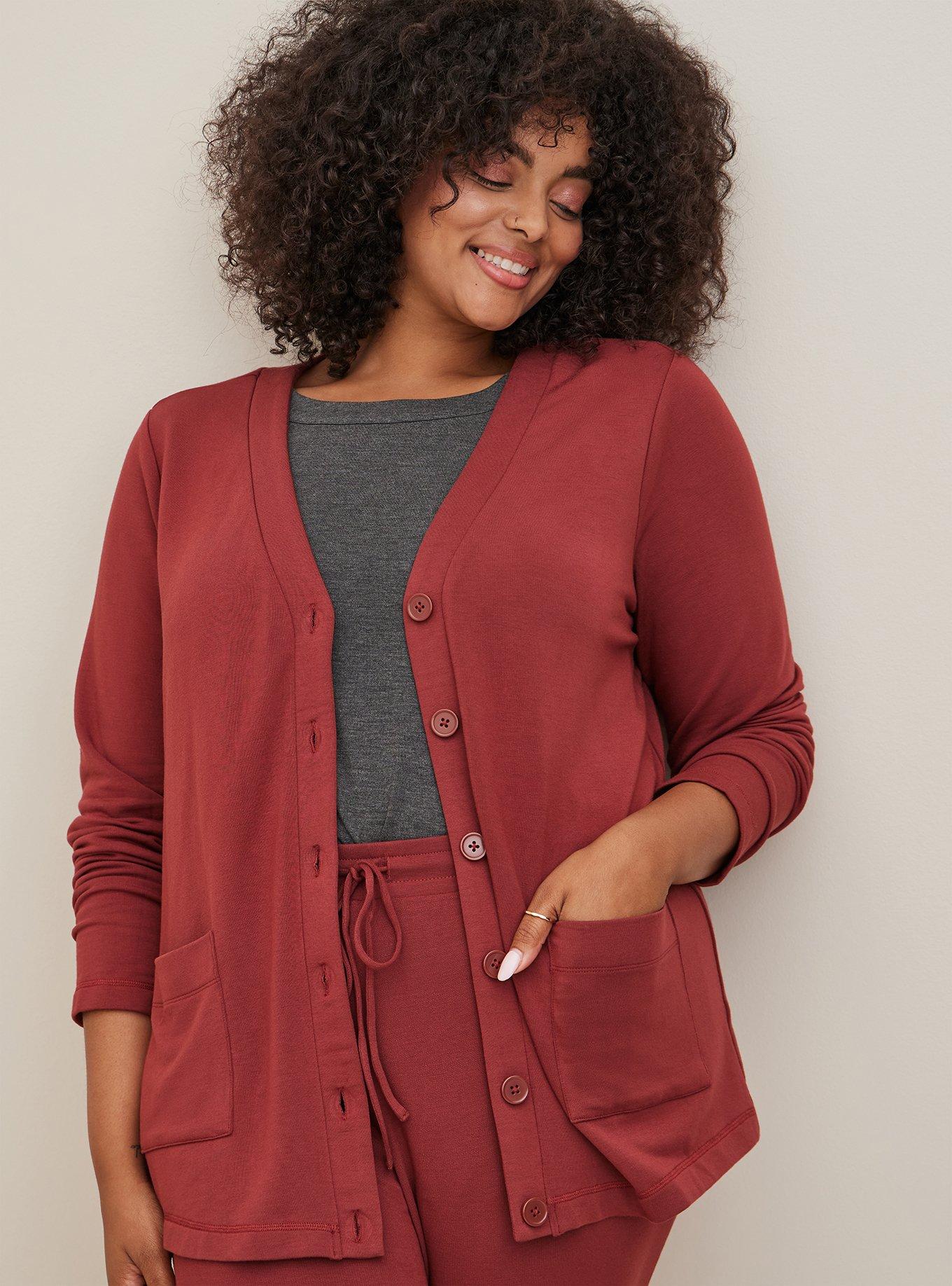 Plus Size Dream Fleece Button Down Lounge Cardigan Torrid