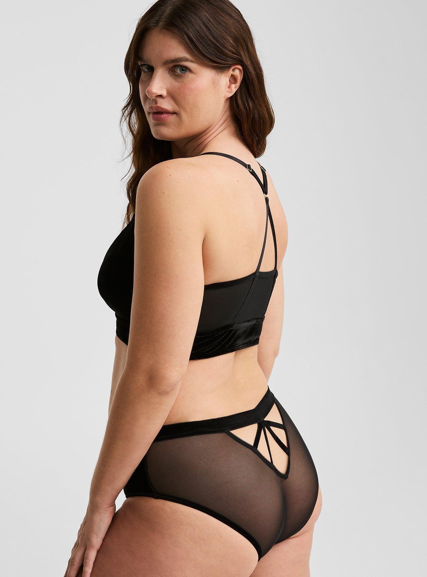 TORRID Velour And Mesh Hipster Panty With Cage Back