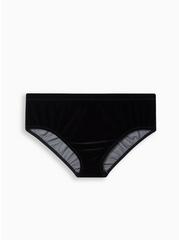 Velour And Mesh Hipster Panty With Cage Back, RICH BLACK, hi-res