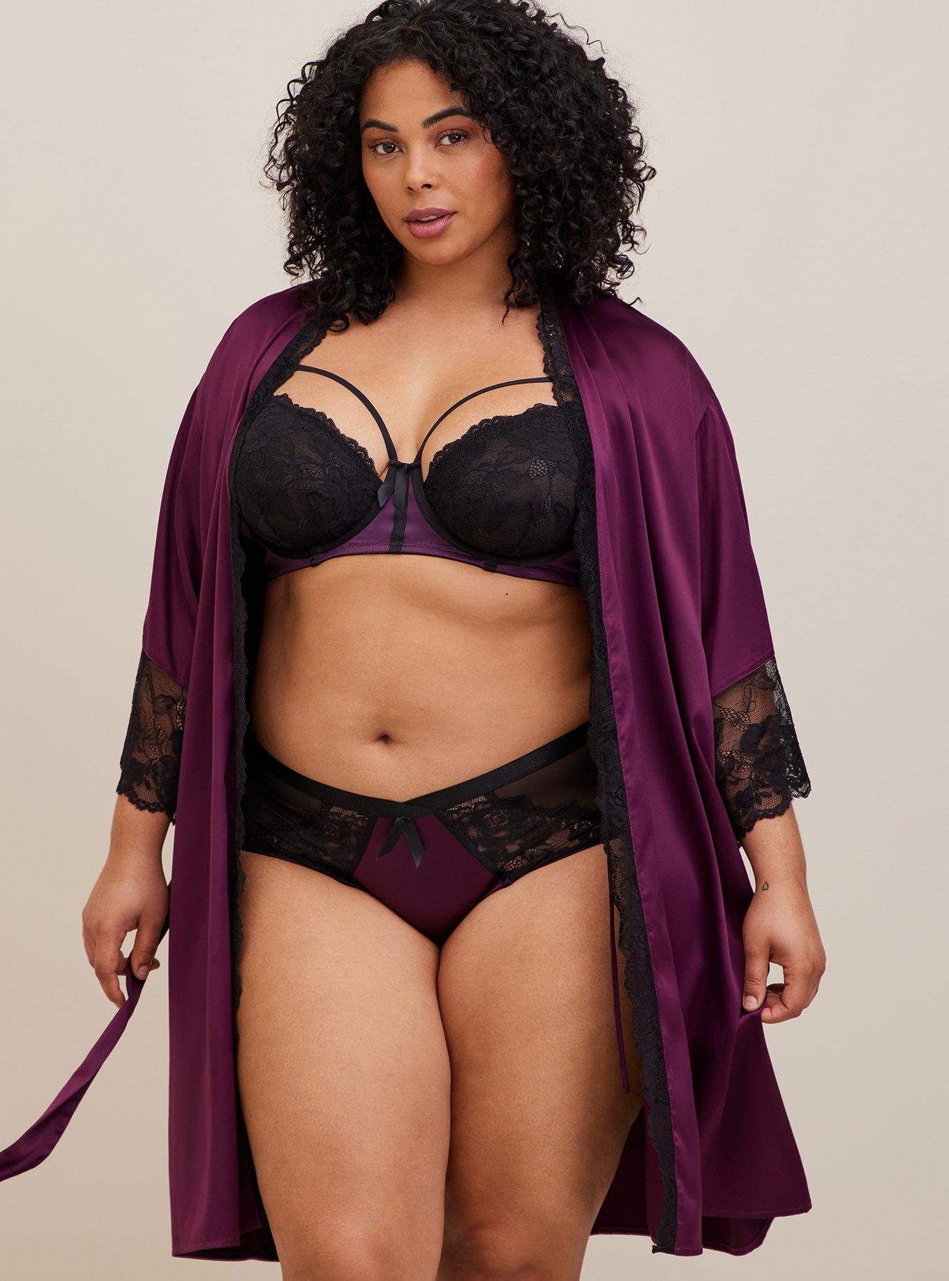 Plus Size - Satin And Lace Retro Underwire Bra - Torrid