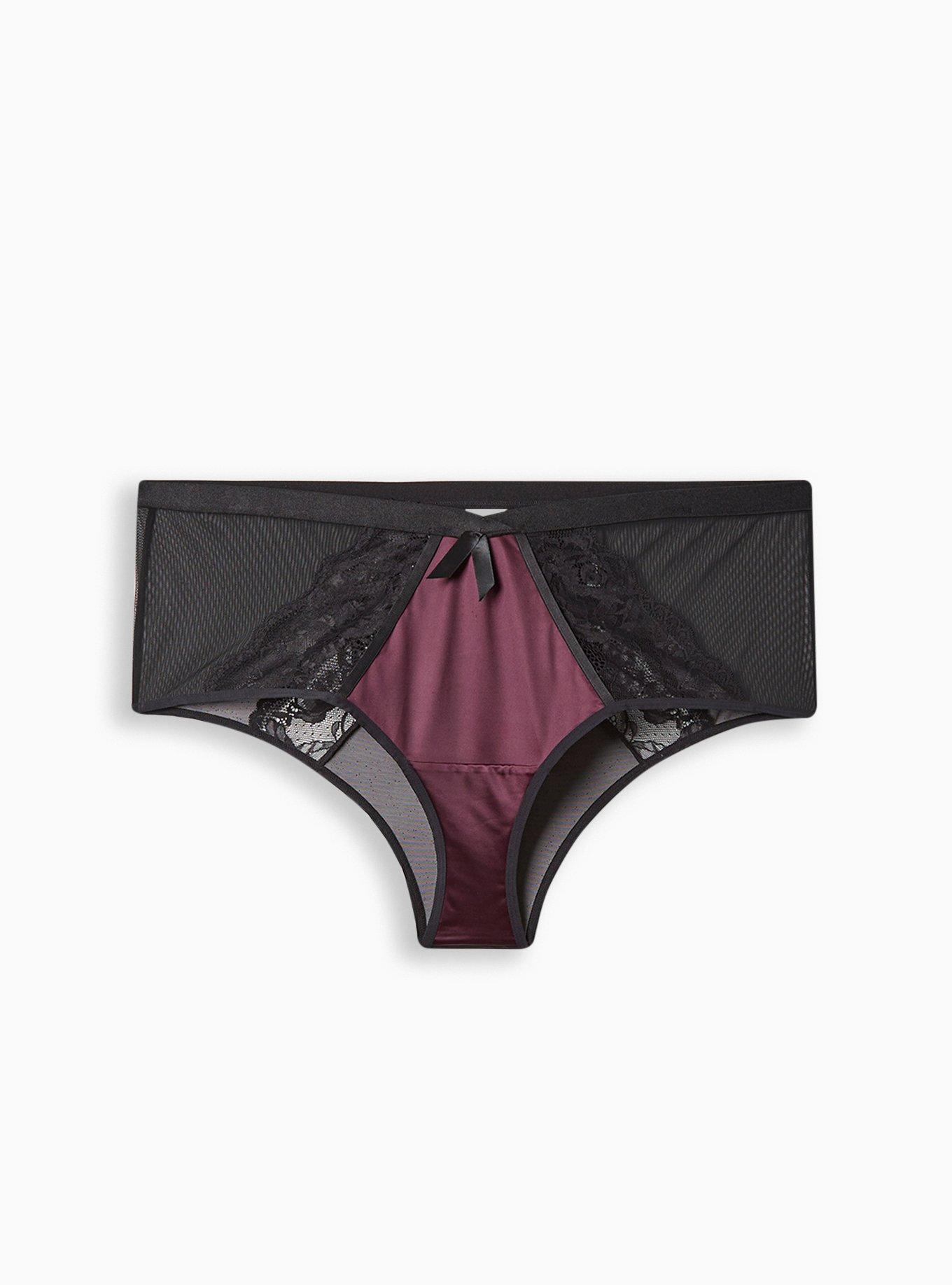 Plus Size - Satin And Lace Retro Tanga Panty - Torrid