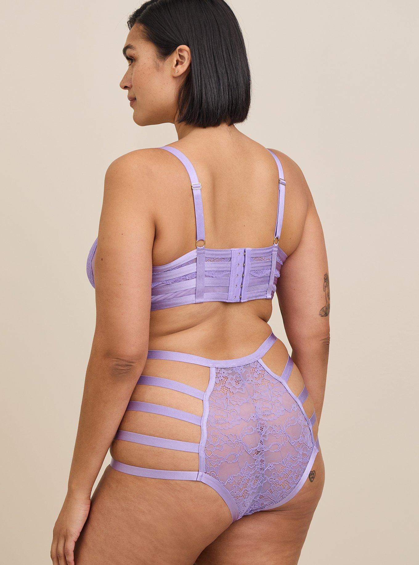 Plus Size Straps And Lace Tanga Panty, BOUGAINVILLEA, alternate