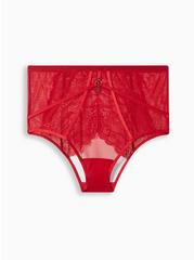 Lace High Waist Cheeky Panty With Open Bum, JESTER RED, hi-res