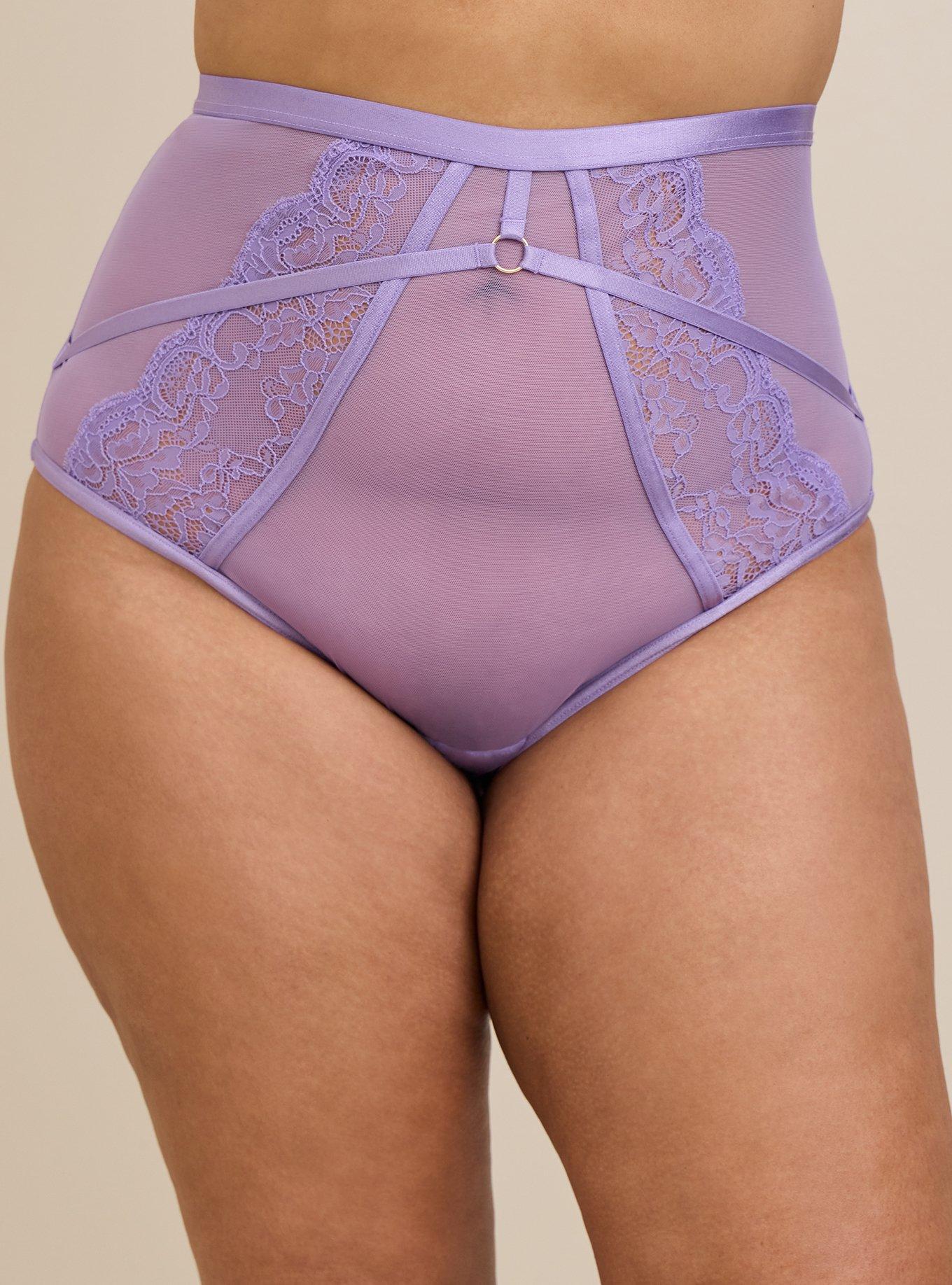 Sexy Purple High Waisted Cheeky Lace Underwear Panties Plus Size 8