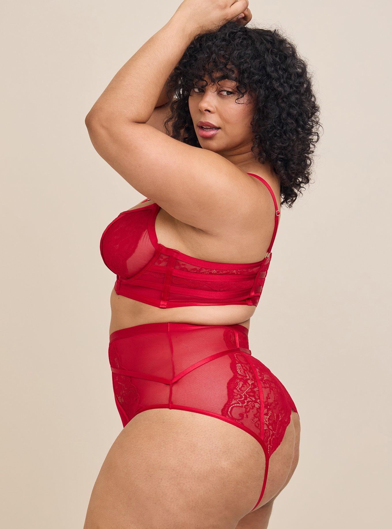 Plus Size - Lace Thong Panty With Open Gusset - Torrid