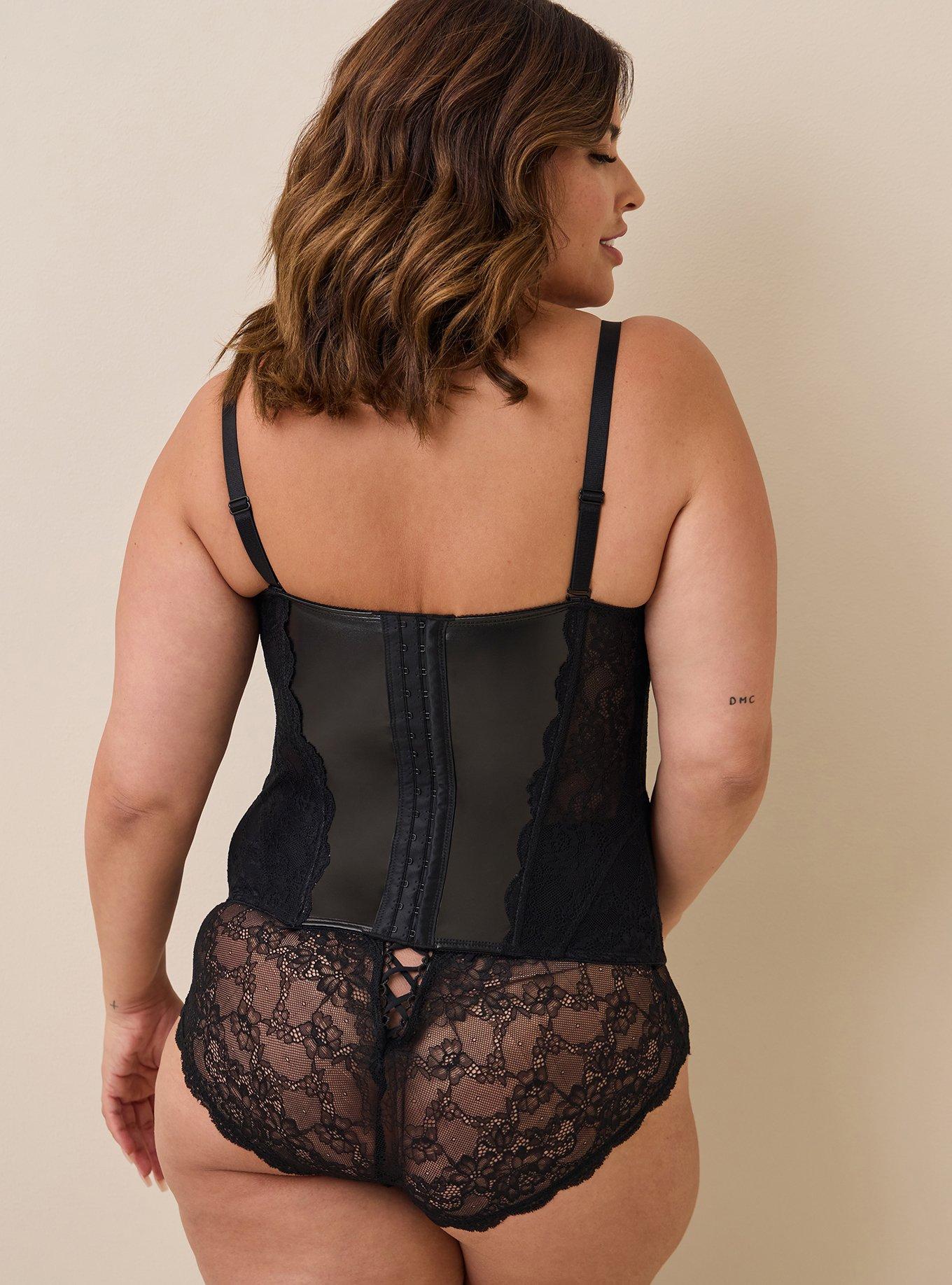 Plus Size - Lace And Mesh Bustier With Open Bust - Torrid