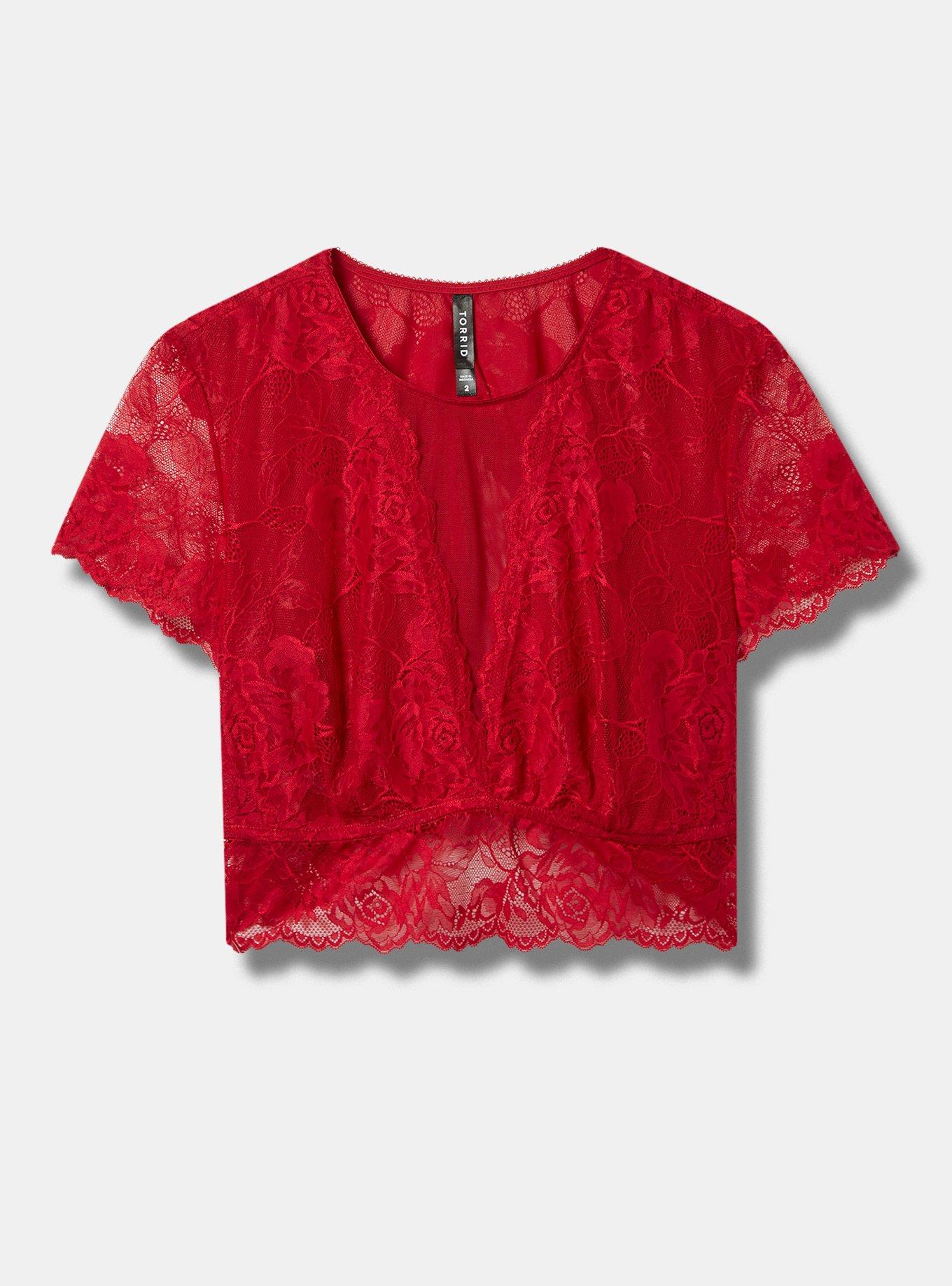 Red Lace Crop Top 