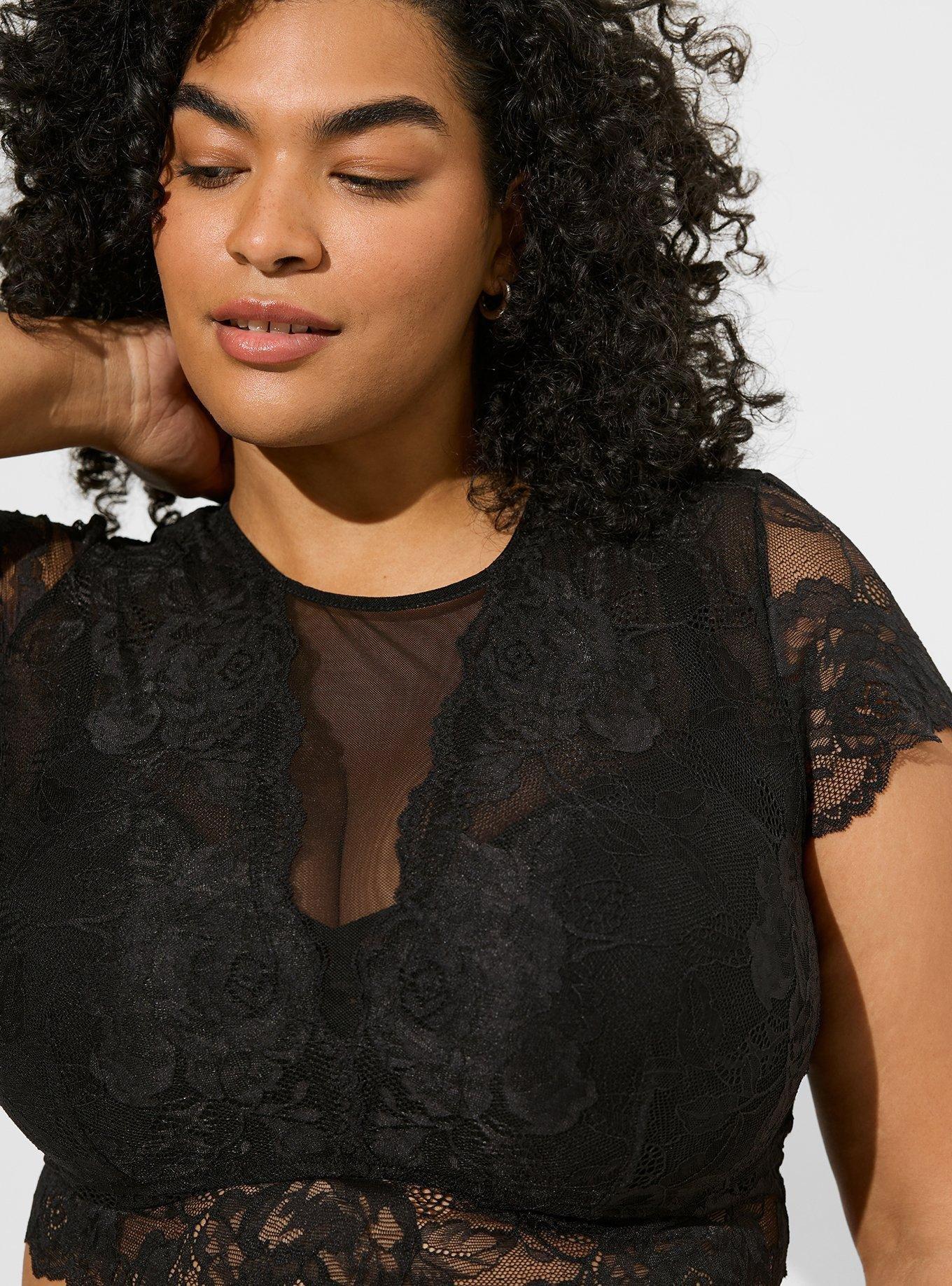 Plus Size Floral Lace Short Sleeve Crop Top Torrid
