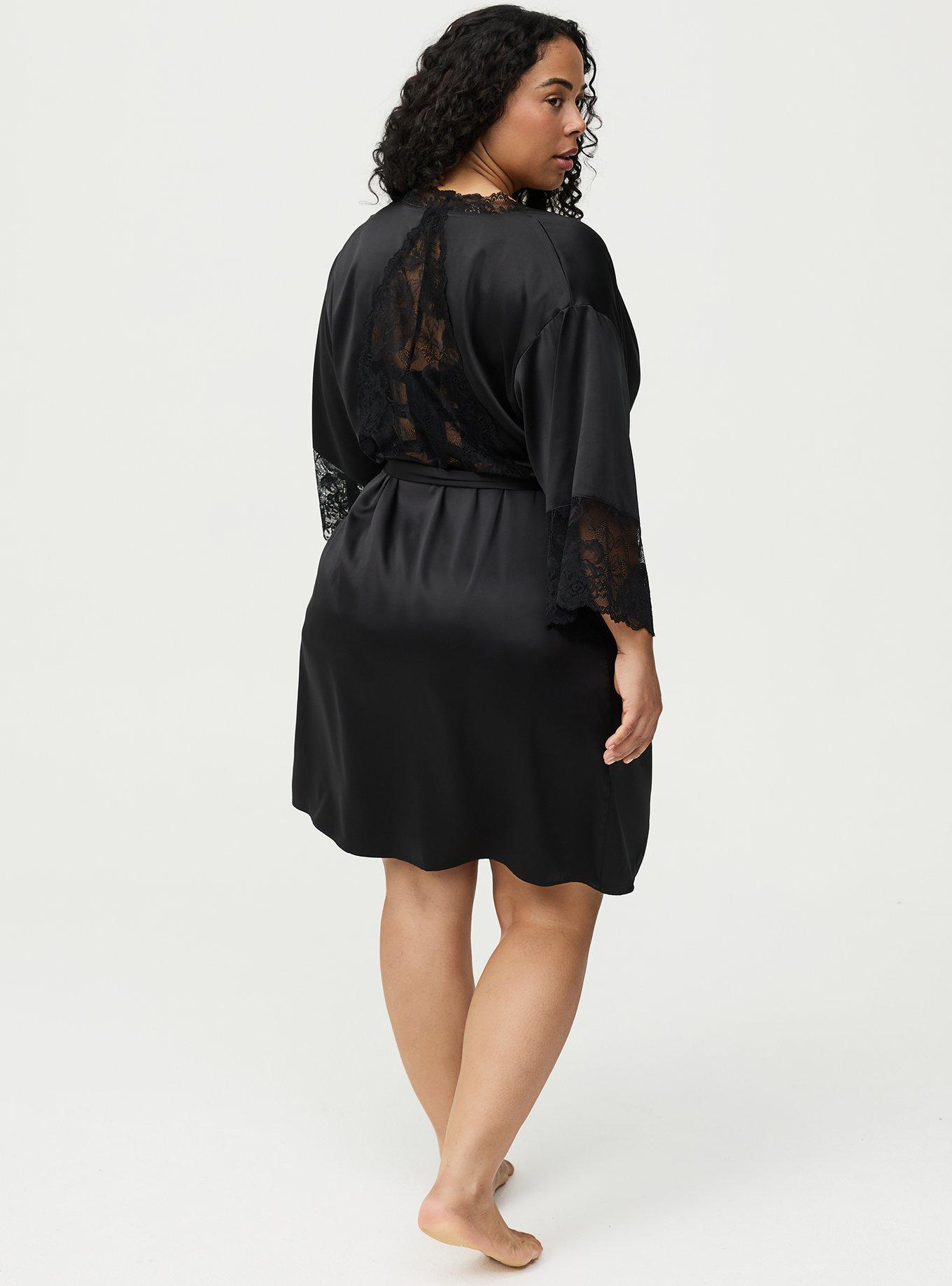 Plus Size - Satin And Lace Retro Robe - Torrid