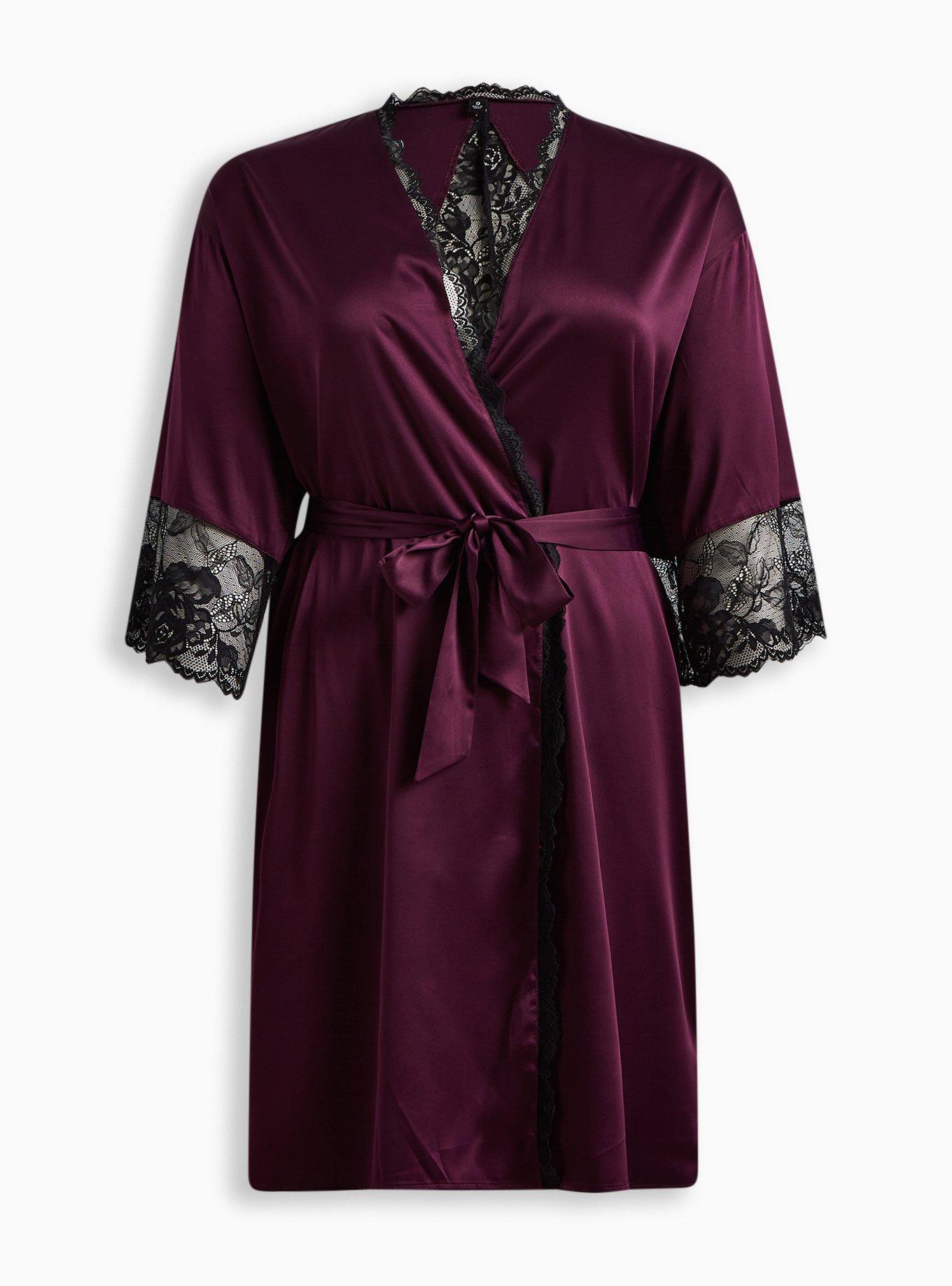Plus Size - Satin And Lace Retro Robe - Torrid