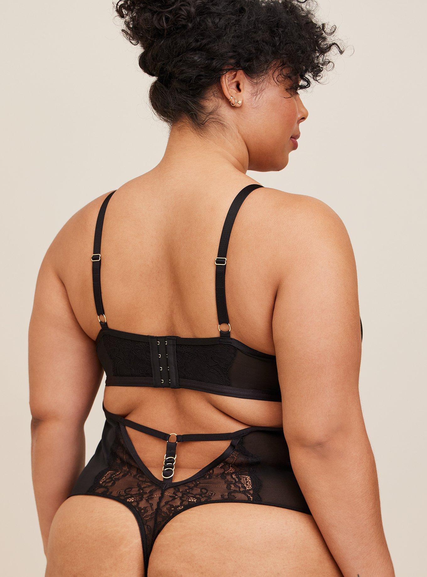 sexy lingerie gilf Plus Size - Straps And Lace Bodysuit