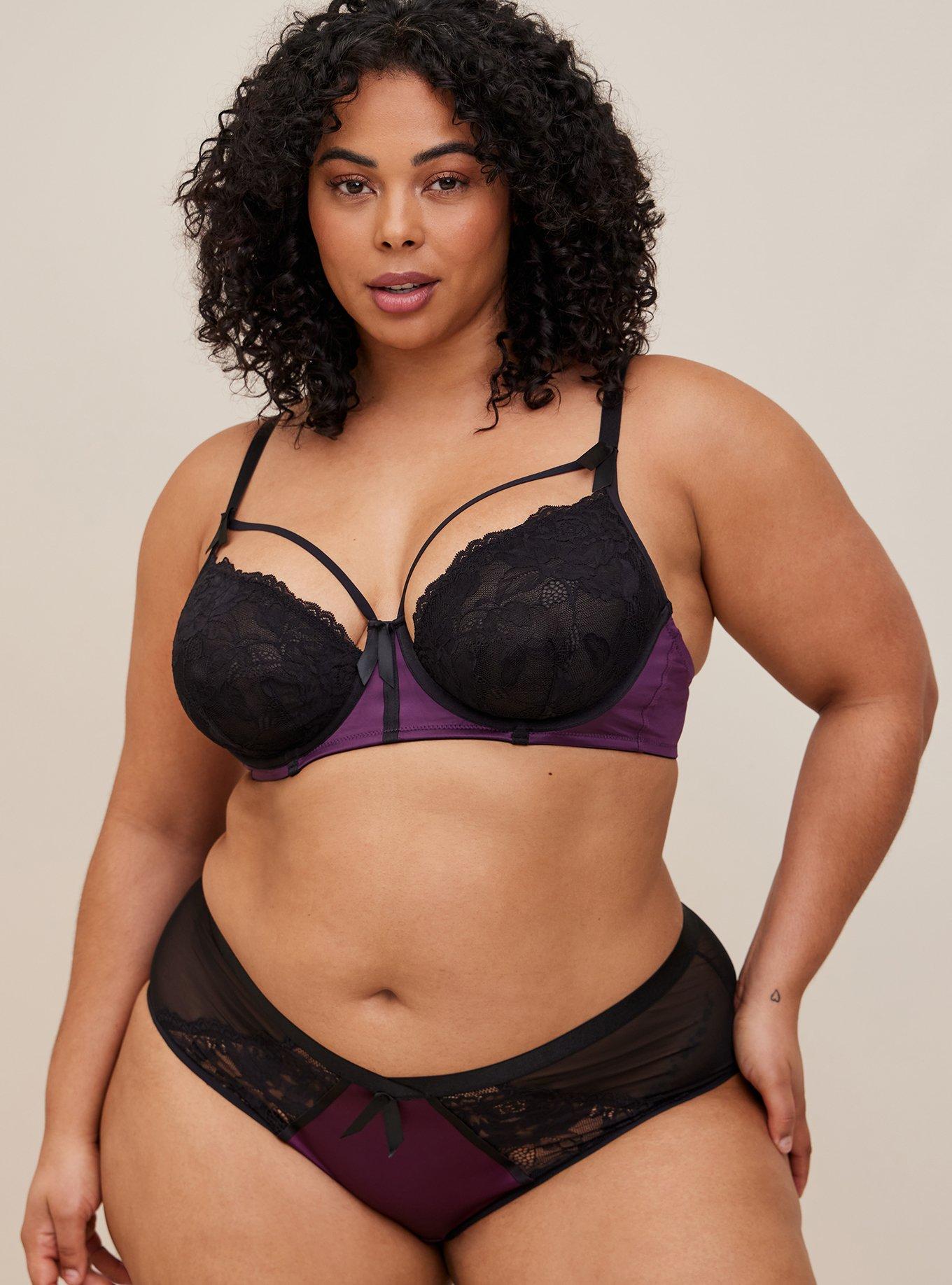 Plus Size - Satin And Lace Retro Underwire Bra - Torrid