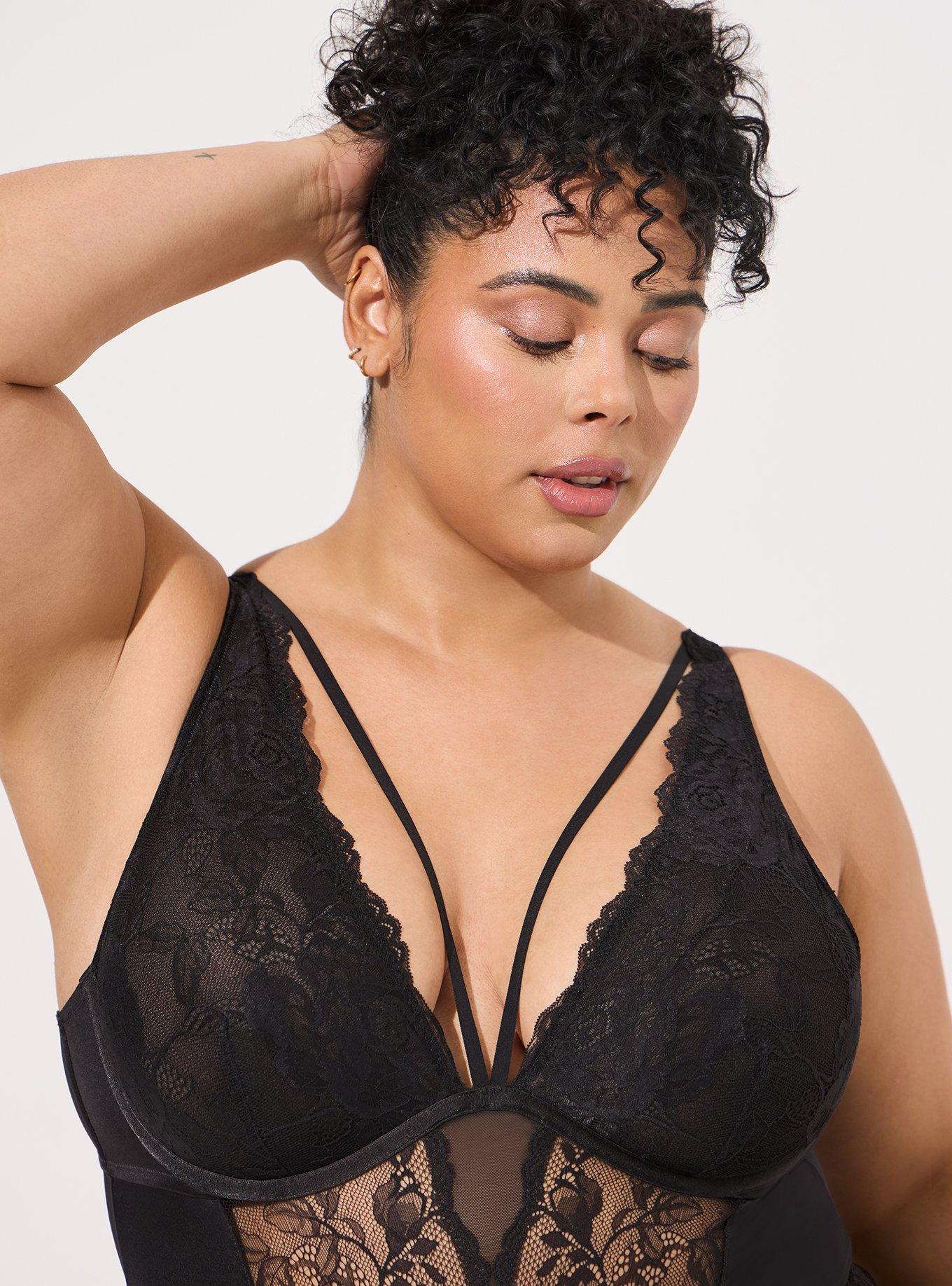 Plus Size - Satin And Lace Bodysuit - Torrid